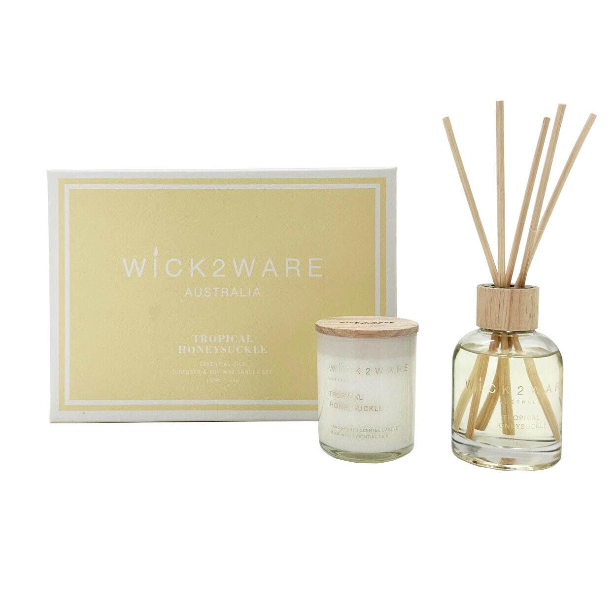 Wick2Ware Australia Tropical Honeysuckle Essential Oils Diffuser and Soy Wax Candle Set - Harrogates