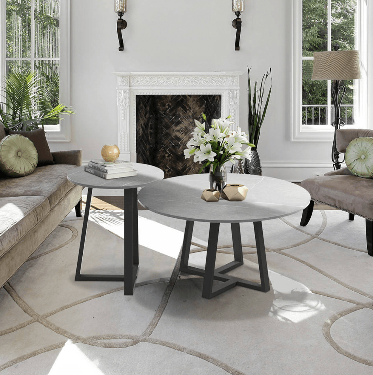 Interior Ave - Broadway Two Tier Coffee Table Set - Stone Grey - Harrogates