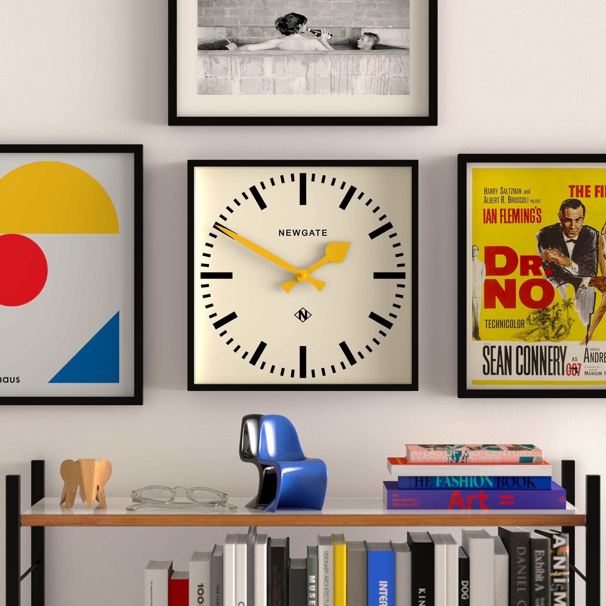 Newgate Number Five Wall Clock Black Yellow Hands - Harrogates
