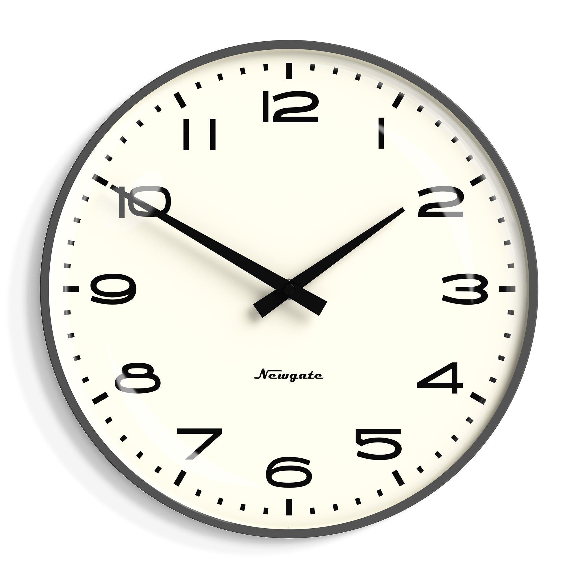 Newgate Radio City Wall Clock Black Arabic Dial - Matte Blizzard Grey - Harrogates
