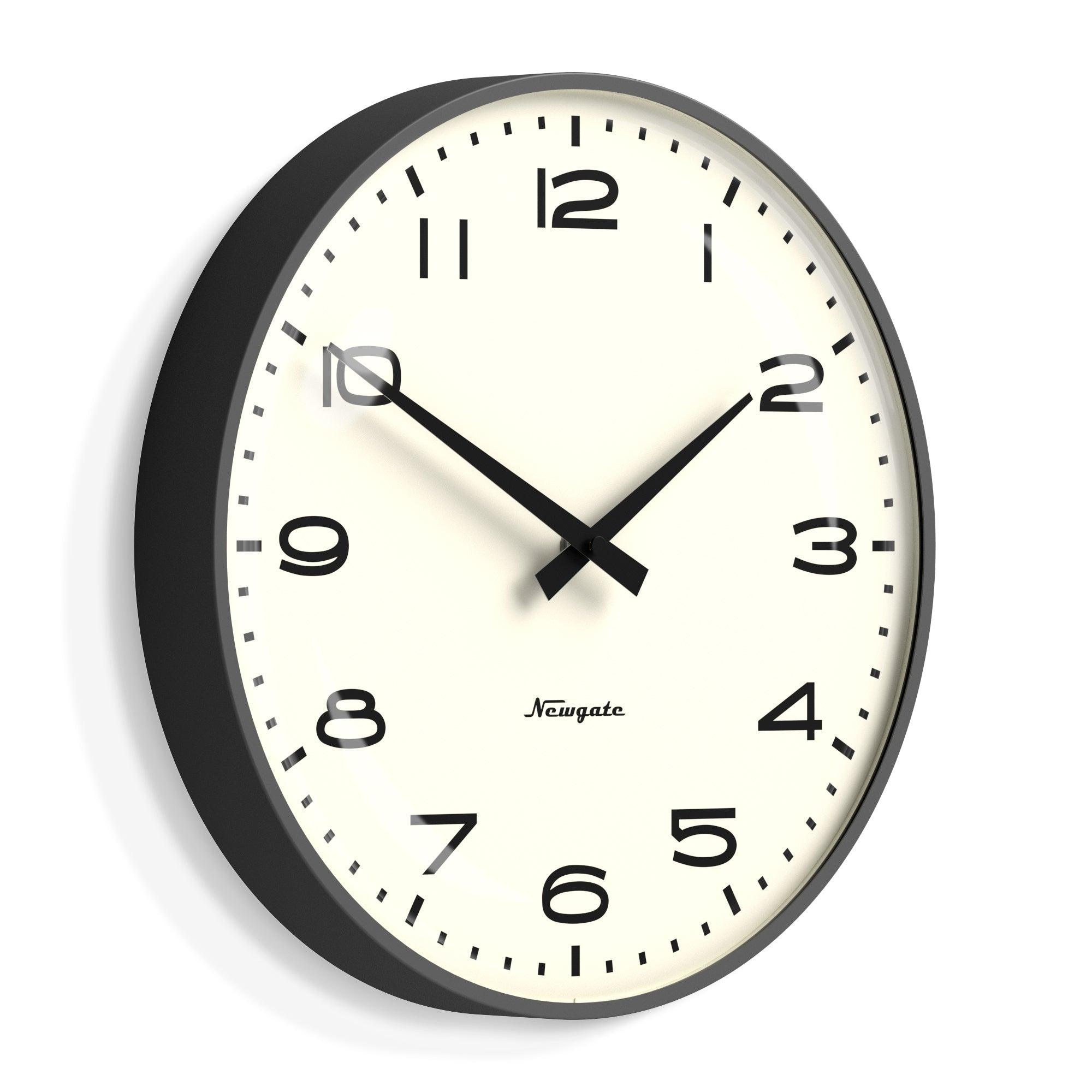 Newgate Radio City Wall Clock Black Arabic Dial - Matte Blizzard Grey - Harrogates