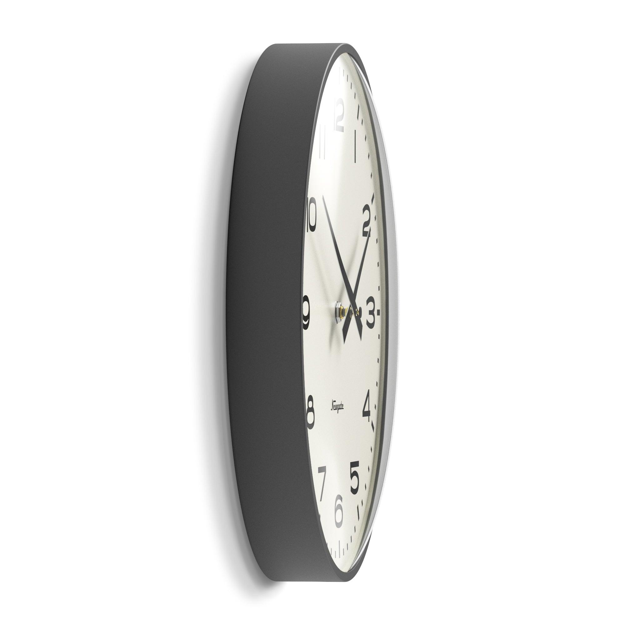 Newgate Radio City Wall Clock Black Arabic Dial - Matte Blizzard Grey - Harrogates