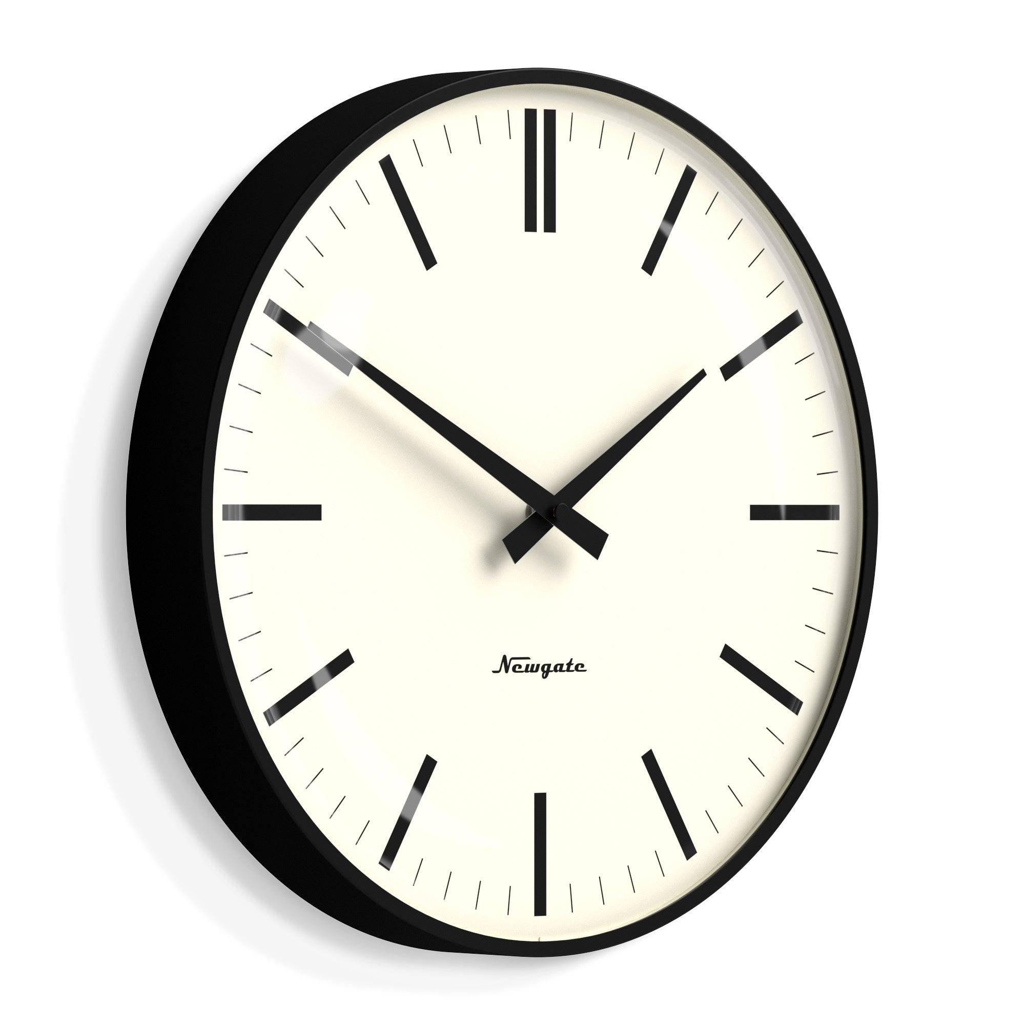 Newgate Radio City Wall Clock Bold Black Marker Dial - Matte Black - Harrogates