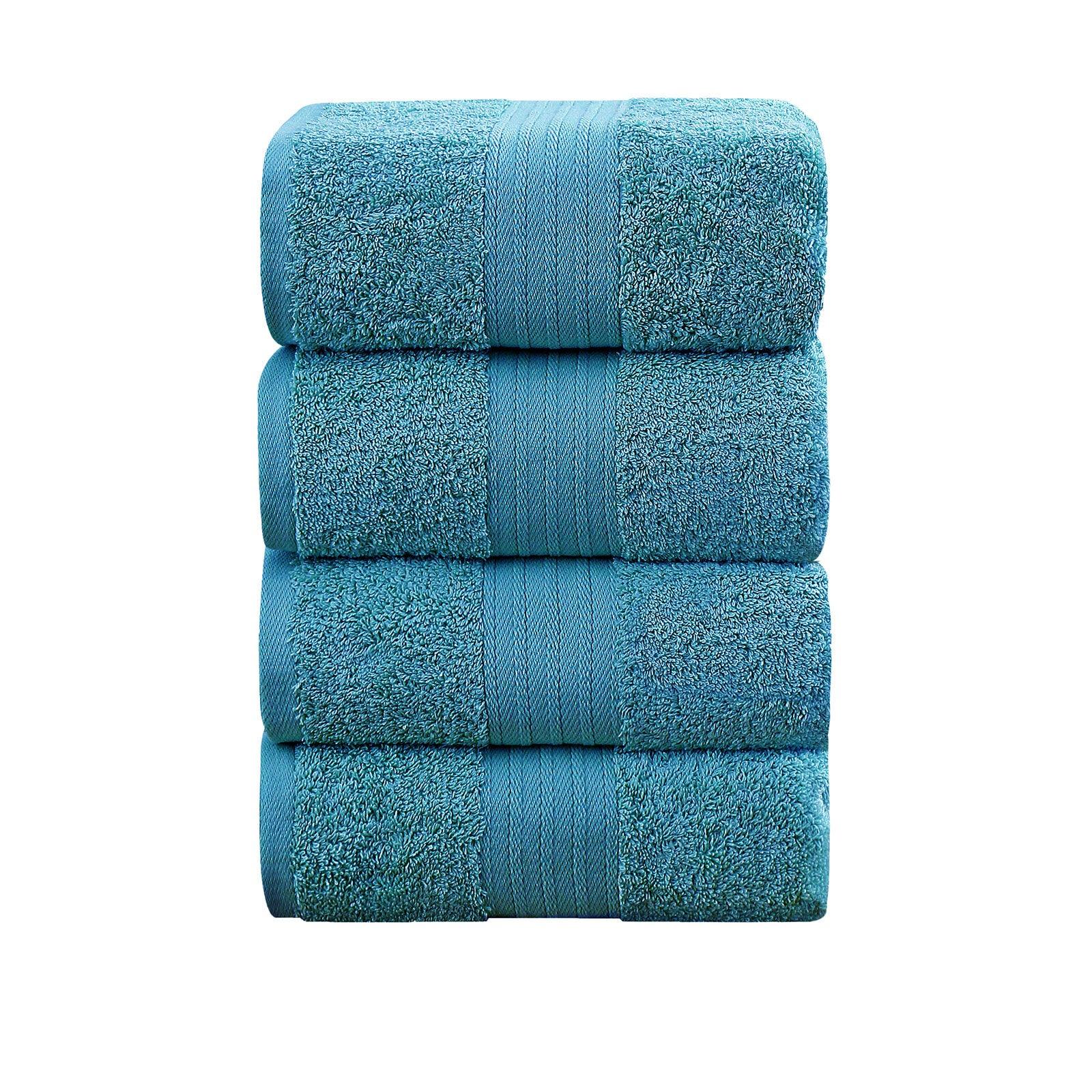 Linenland 4 Piece Cotton Bath Towels Set - Blue - Harrogates