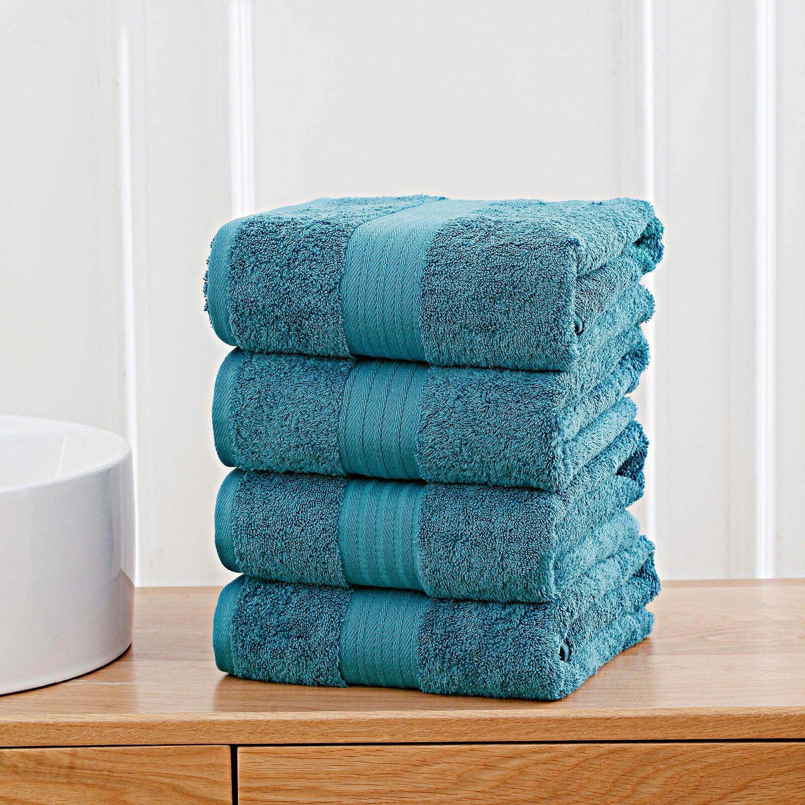 Linenland 4 Piece Cotton Bath Towels Set - Blue - Harrogates