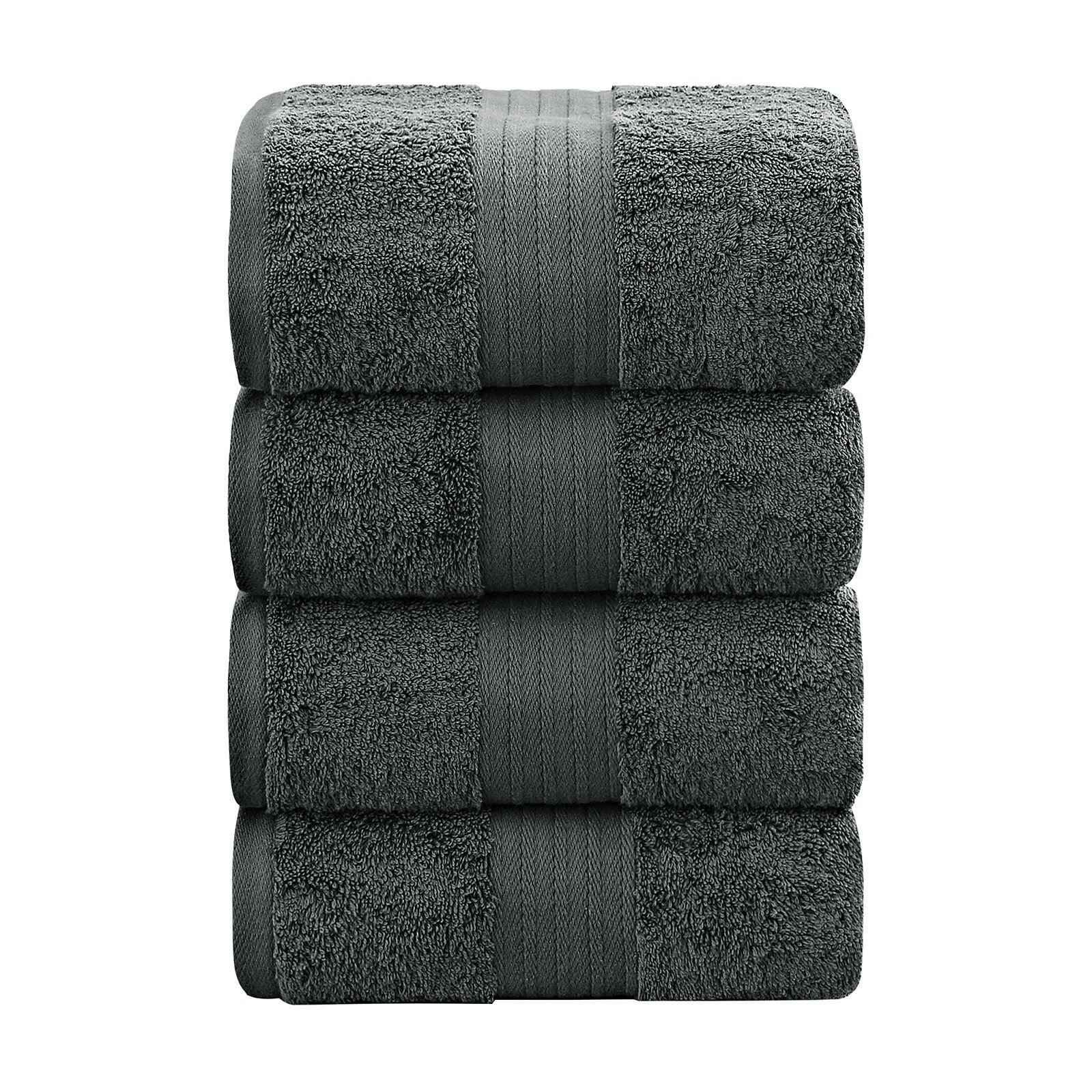 Linenland 4 Piece Cotton Bath Towels Set - Charcoal - Harrogates