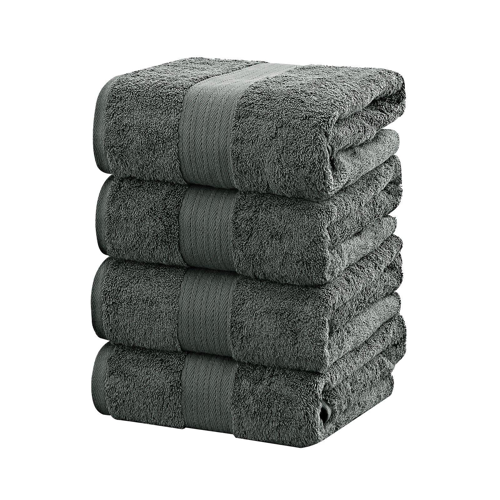 Linenland 4 Piece Cotton Bath Towels Set - Charcoal - Harrogates