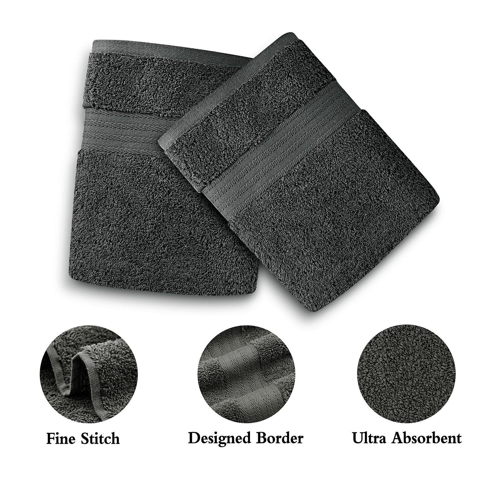 Linenland 4 Piece Cotton Bath Towels Set - Charcoal - Harrogates