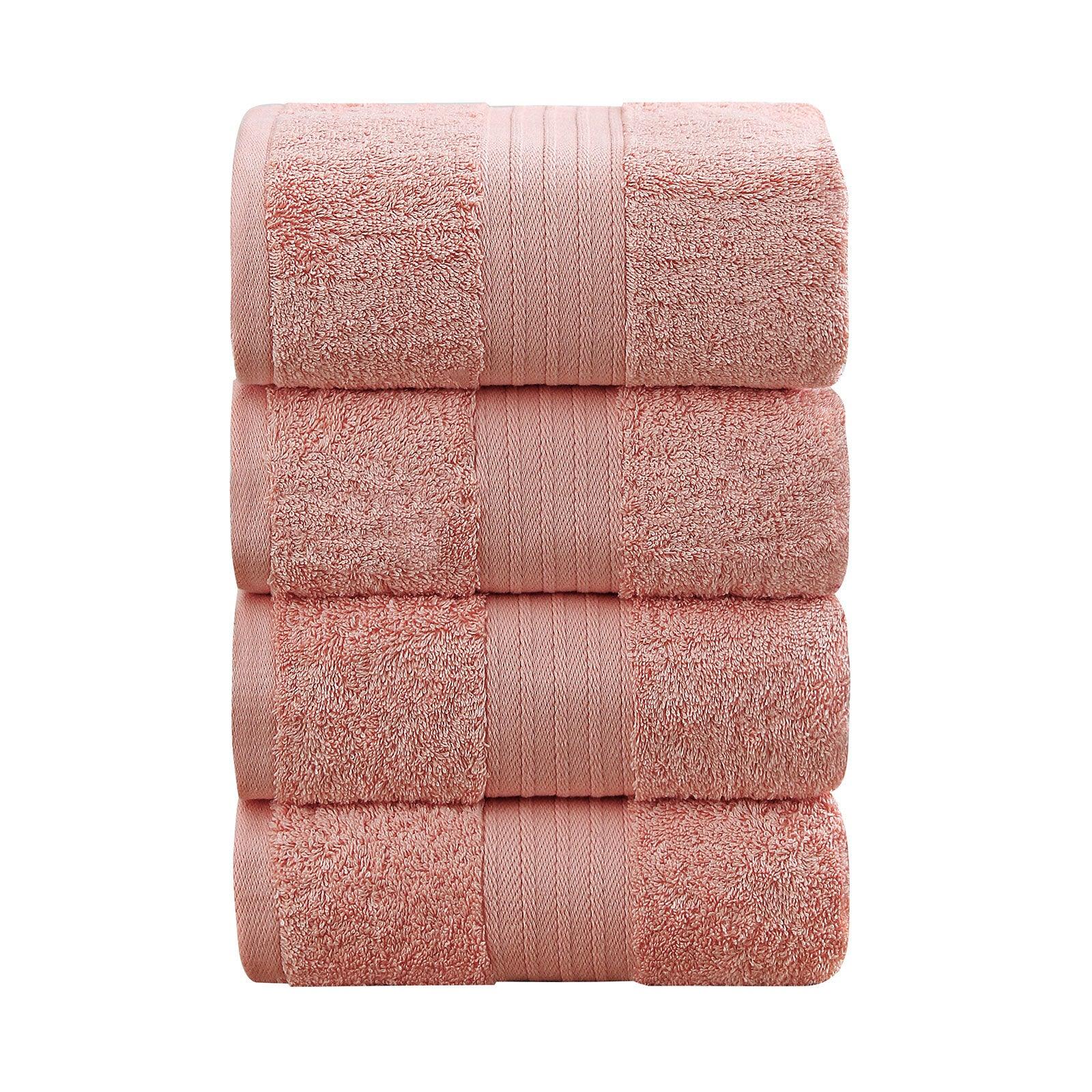 Linenland 4 Piece Cotton Bath Towels Set - Coral - Harrogates