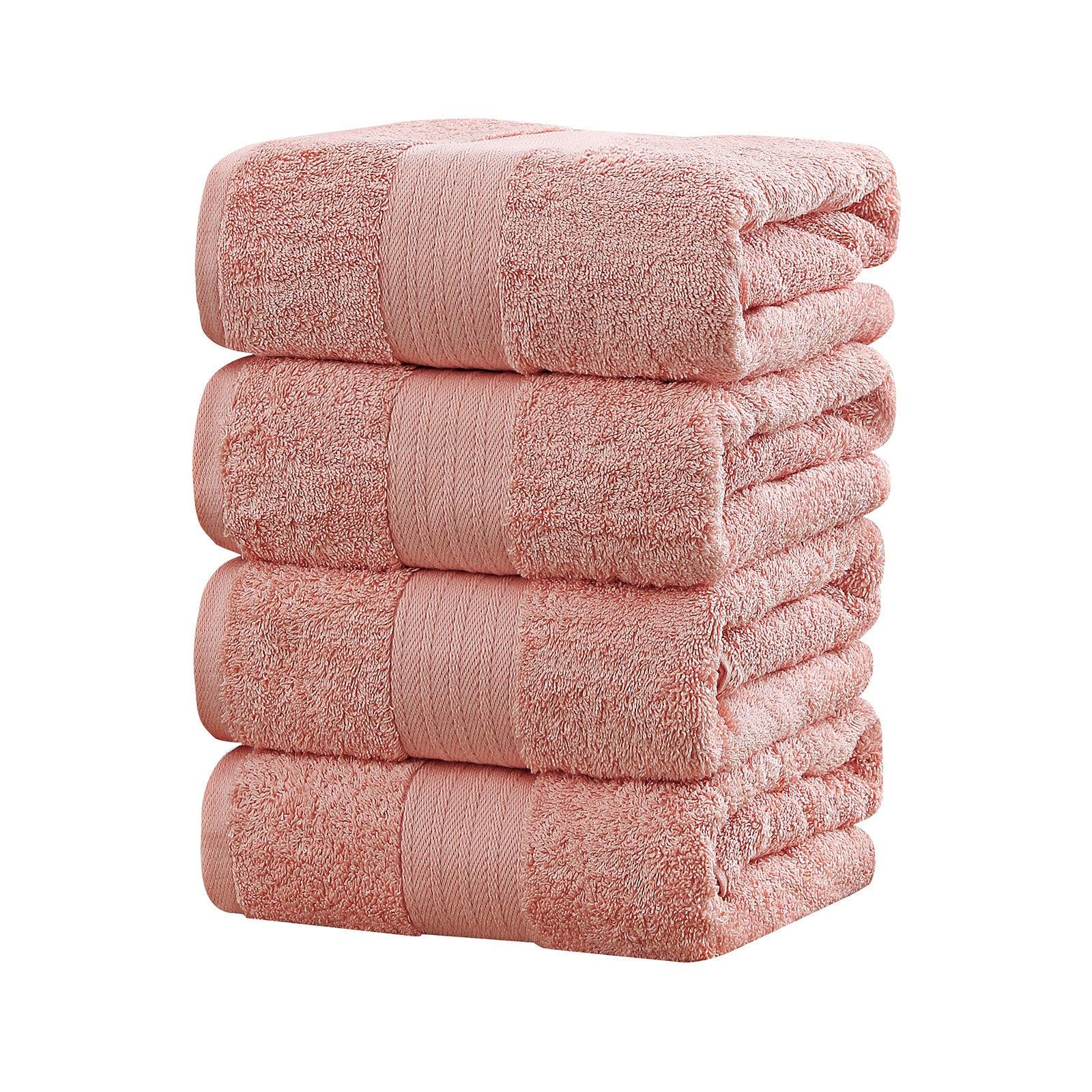 Linenland 4 Piece Cotton Bath Towels Set - Coral - Harrogates