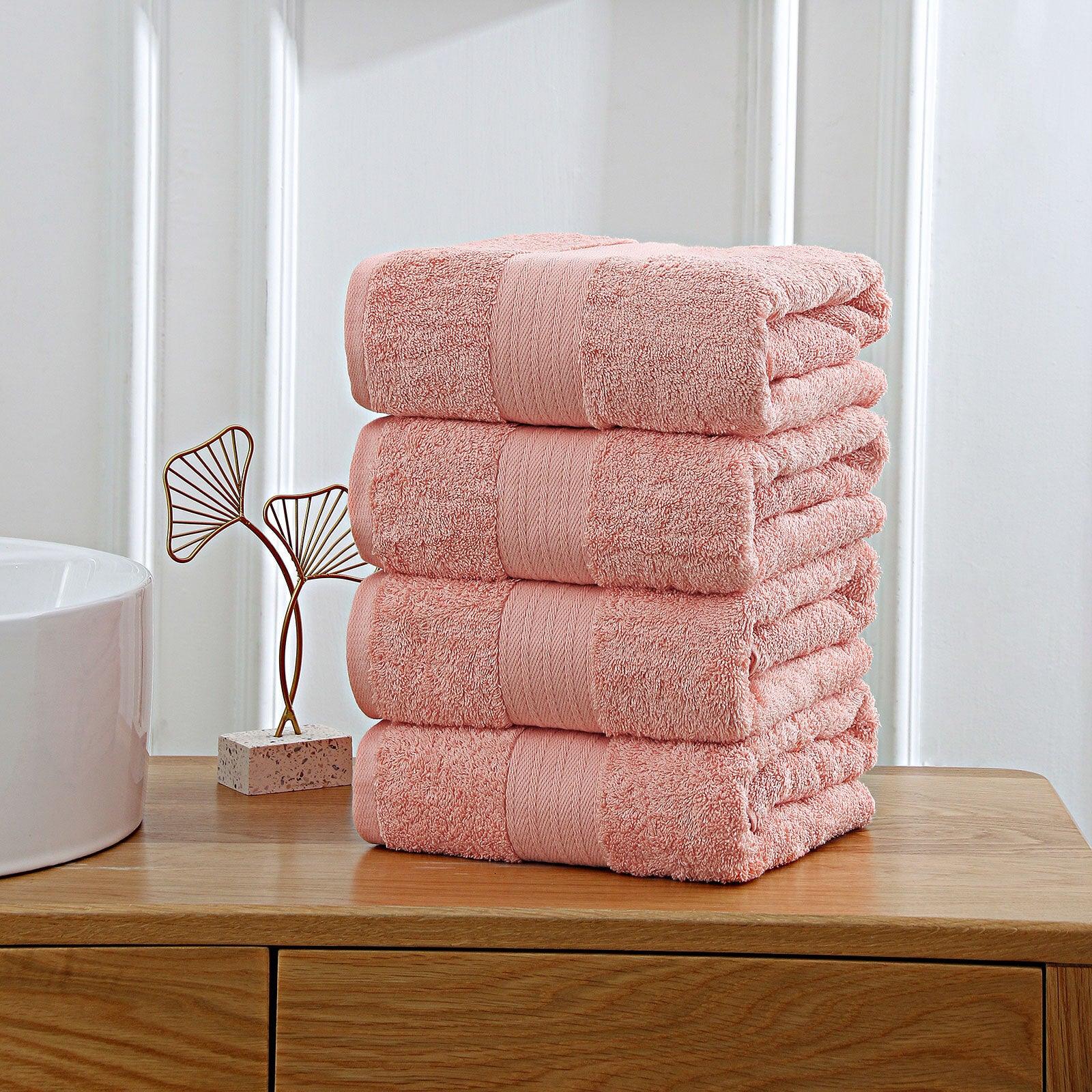Linenland 4 Piece Cotton Bath Towels Set - Coral - Harrogates