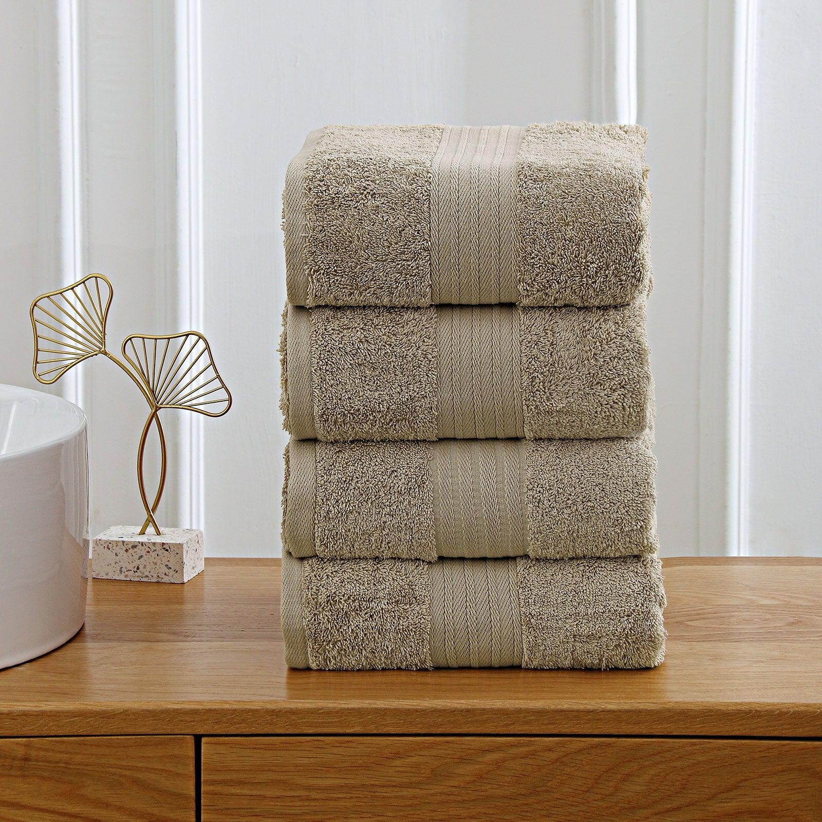 Linenland 4 Piece Cotton Bath Towels Set - Sandstone - Harrogates