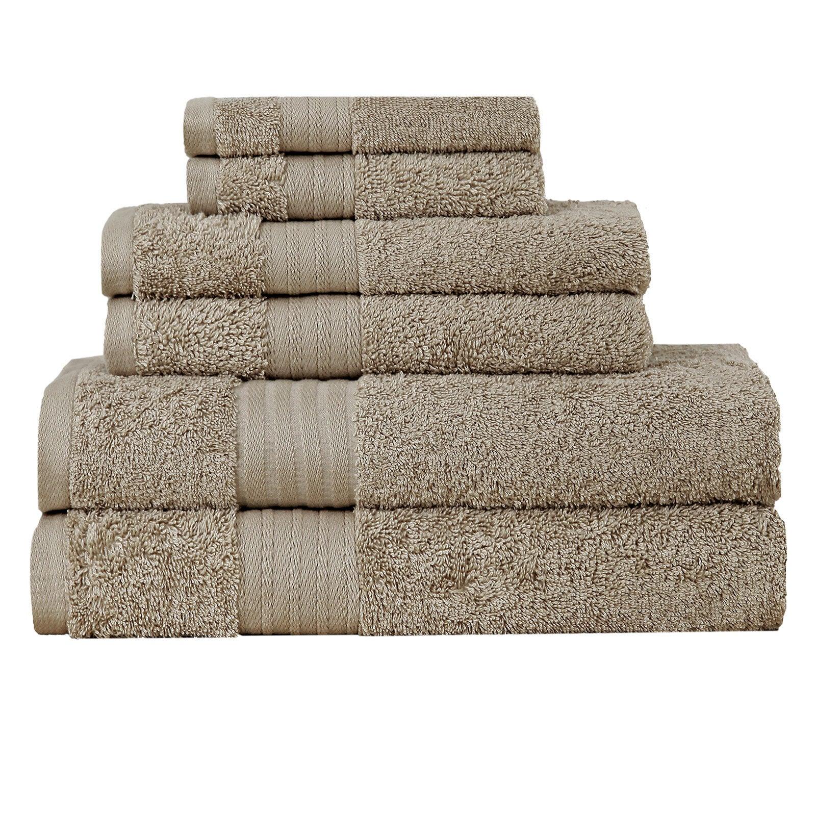 Luxury 6 Piece Soft and Absorbent Cotton Bath Towel Set - Sandstone - Harrogates