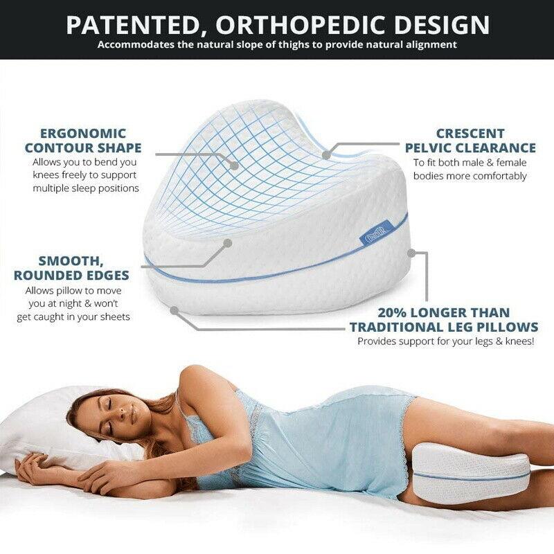 Leg Knee Support Pillow, Orthopedic Memory Foam Wedge Contour Pillow for Thighs, Leg Pillow for Back Hip Legs Knee Support Wedge and Pressure Relief, Washable Cover - Harrogates
