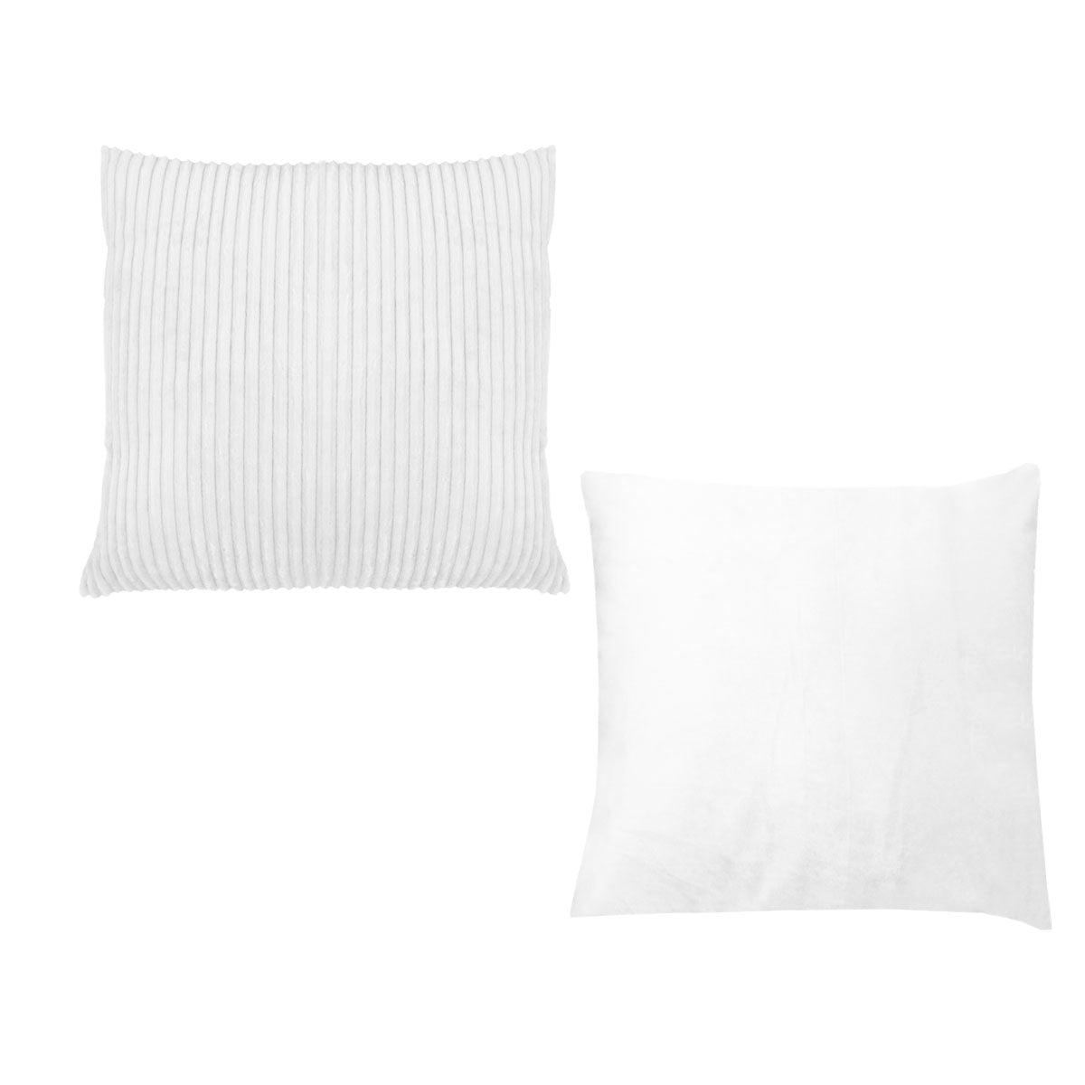 Pair of Calico Cordury Cushions White - Harrogates