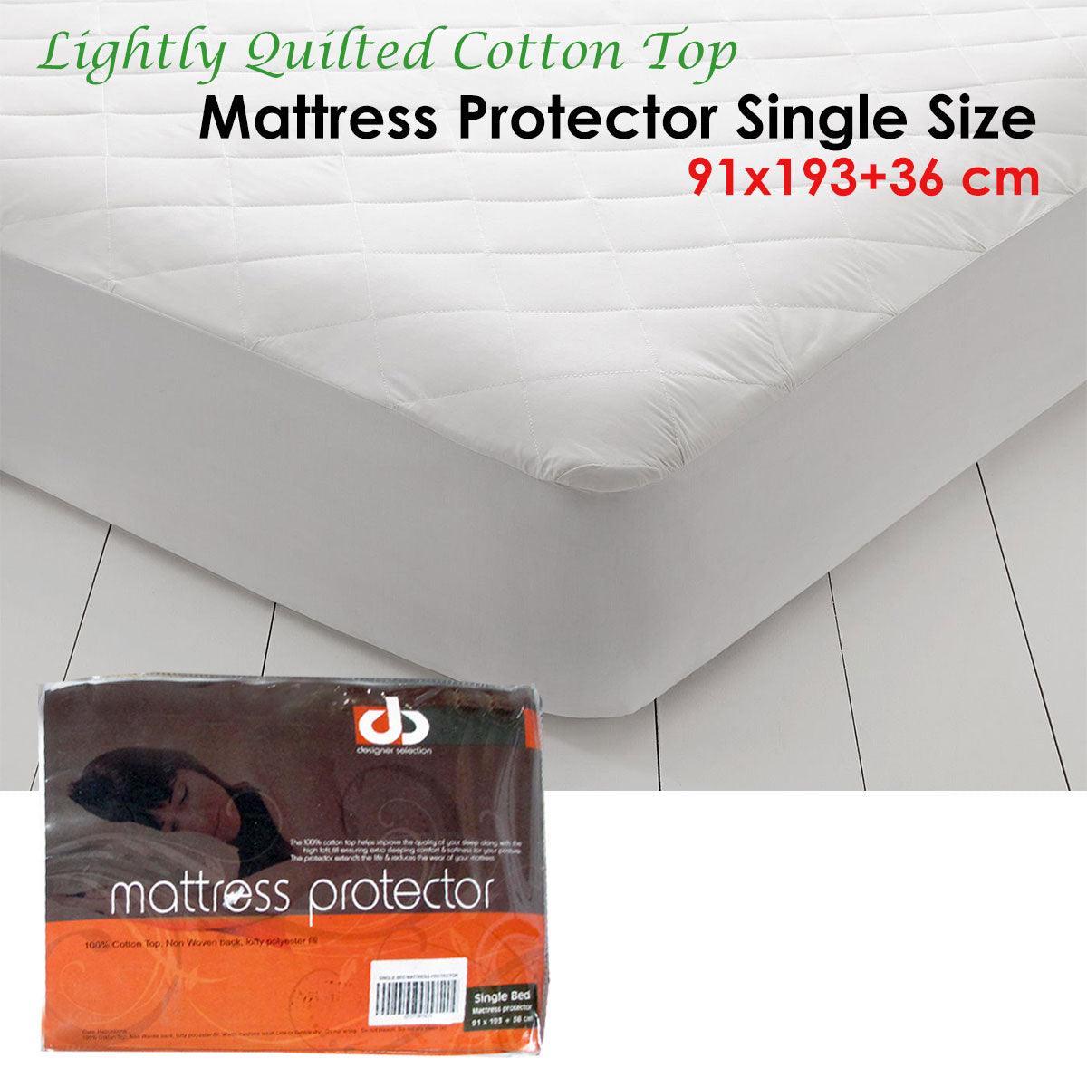 Lightly Quilted Cotton Top Mattress Protector Single - Harrogates