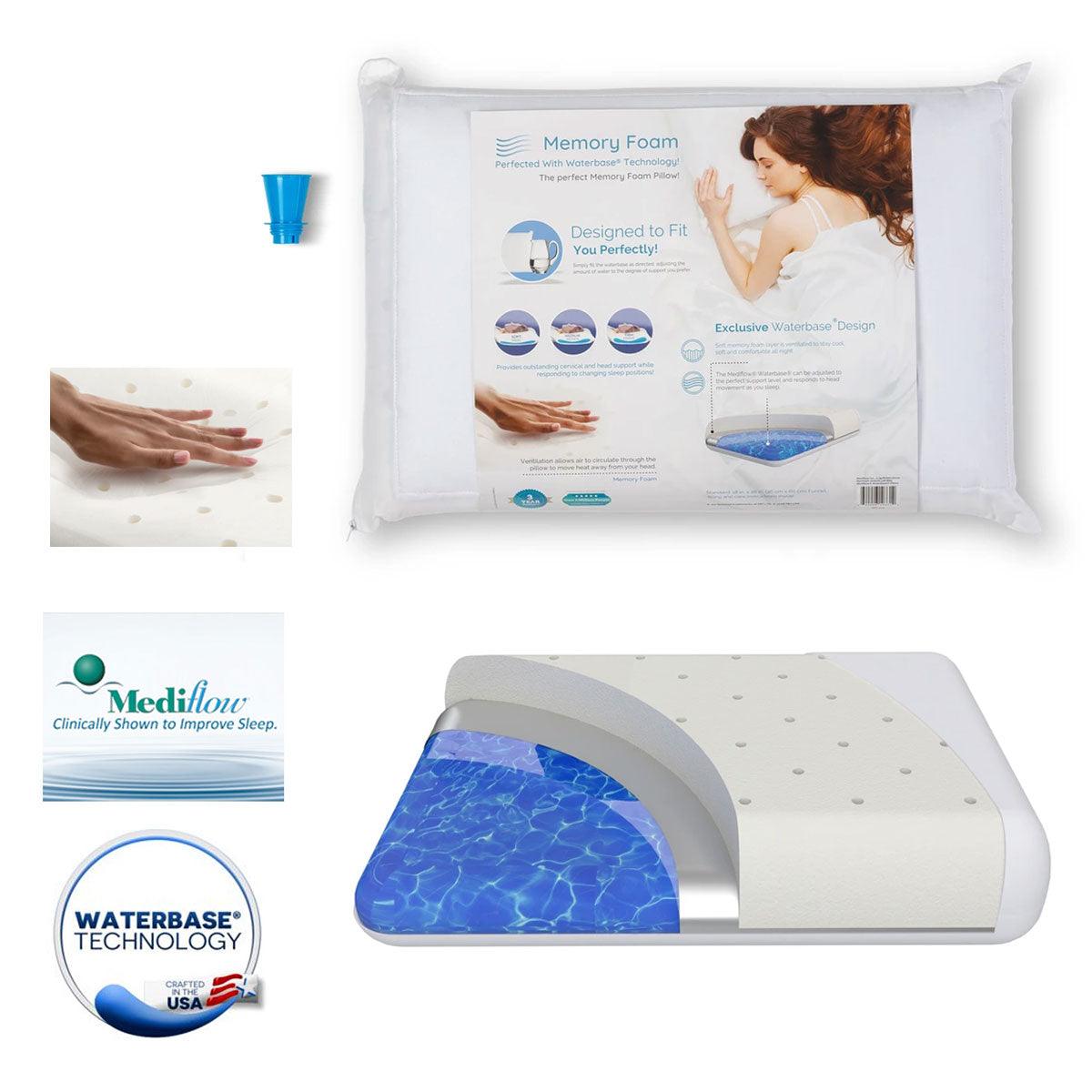 Mediflow Luxurious Memory Foam Water Pillow 46 x 66 cm - Harrogates