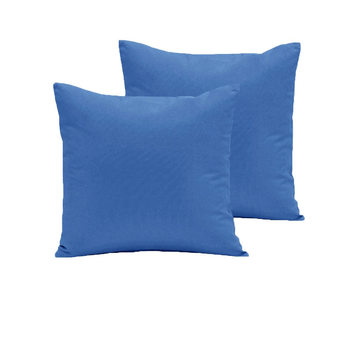 Pair of 280TC Polyester Cotton European Pillowcases Mid Blue - Harrogates