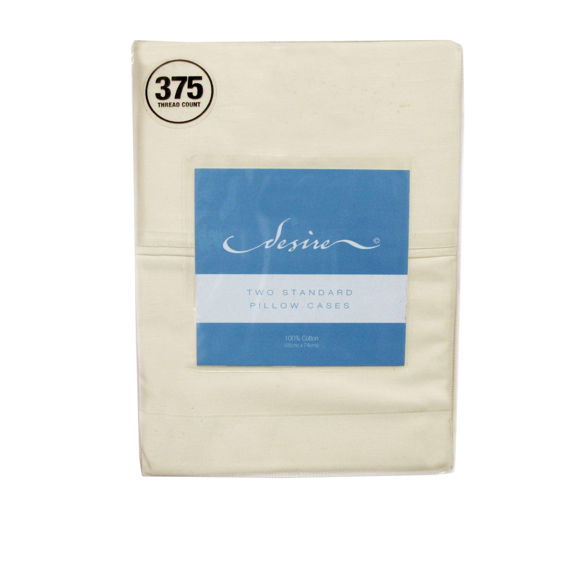 Pair of Cotton Standard Pillowcases 375TC Cream - Harrogates