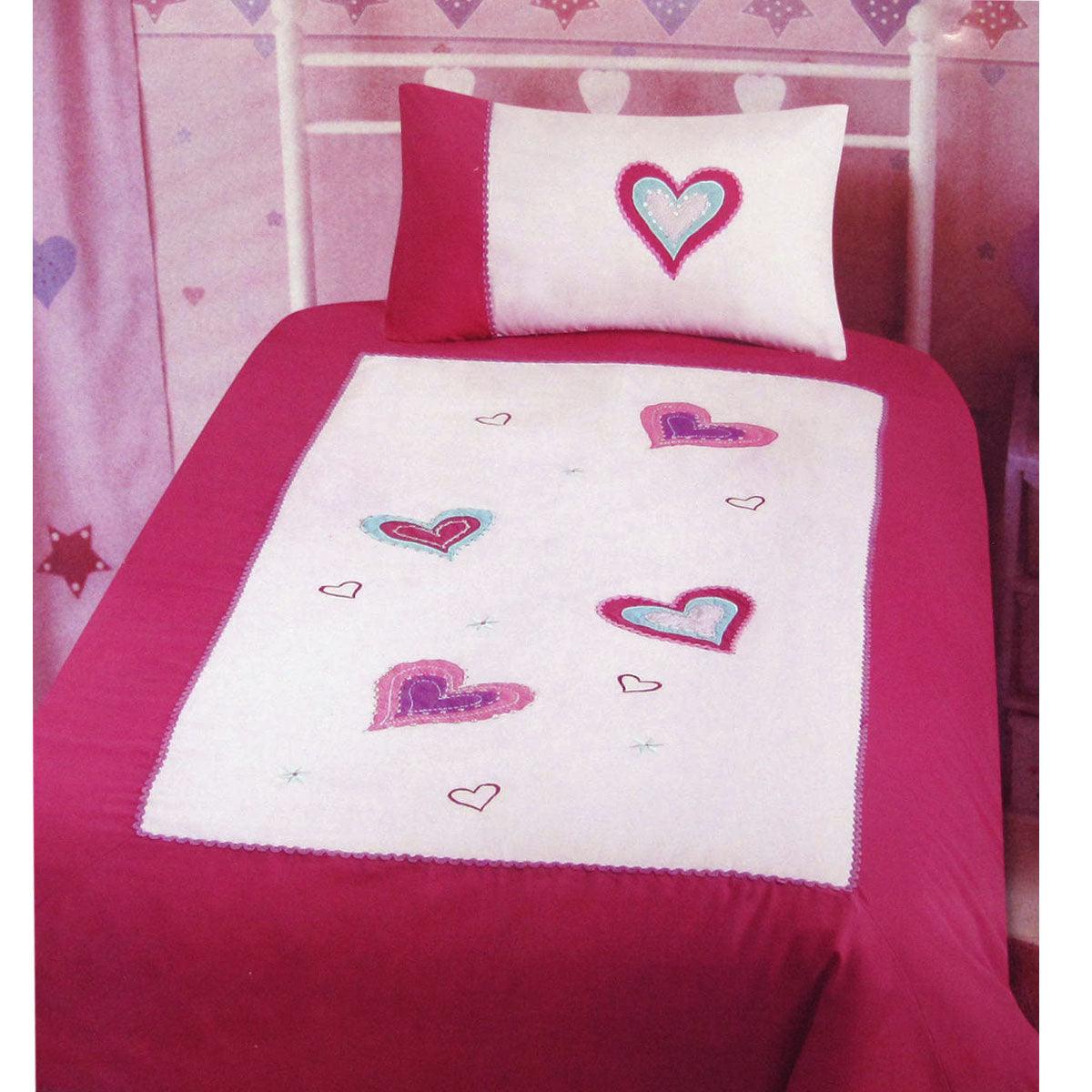 Amia Hearts Embroidered Quilt Cover Set Single - Harrogates