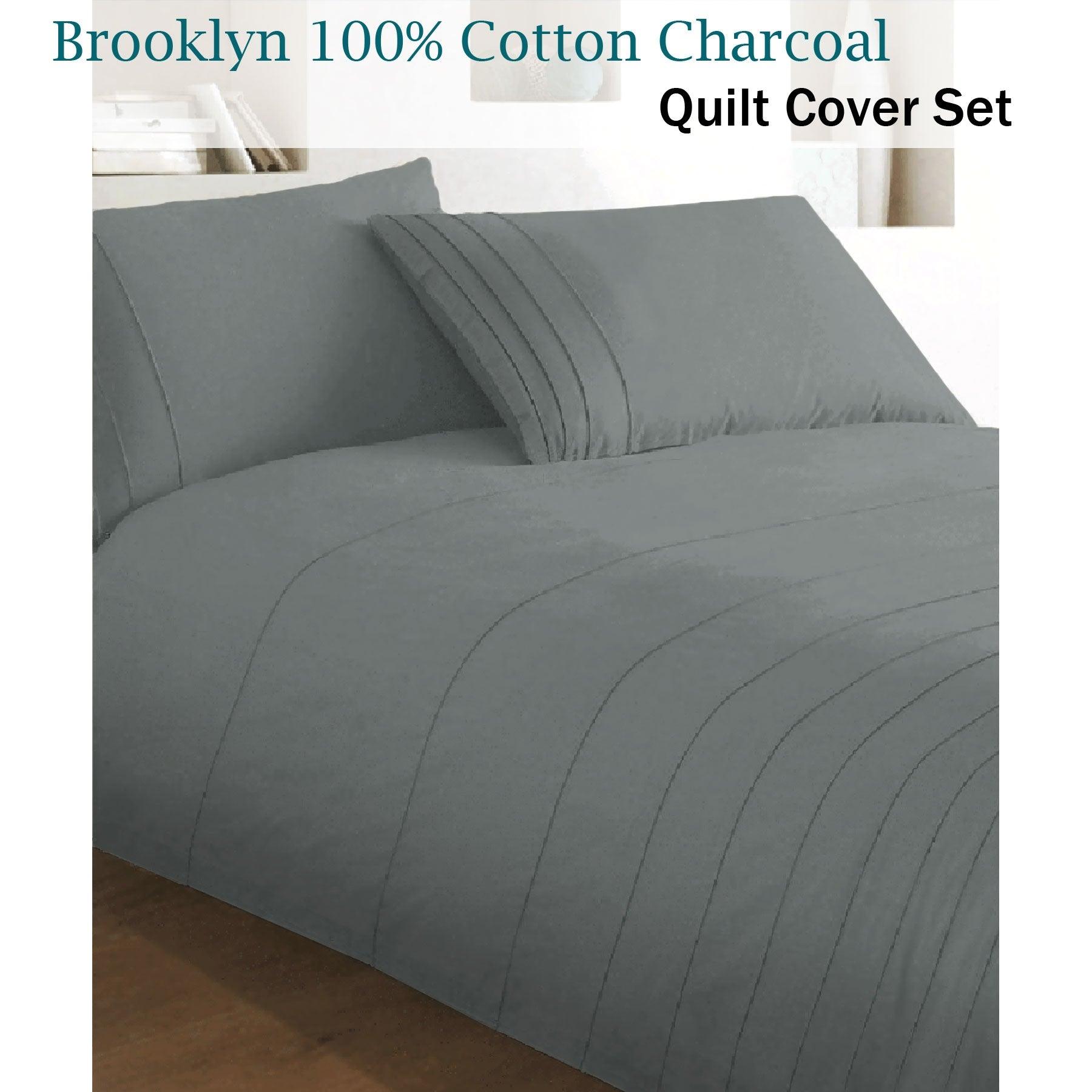 Brooklyn Charcoal Quilt Cover Set King - Harrogates