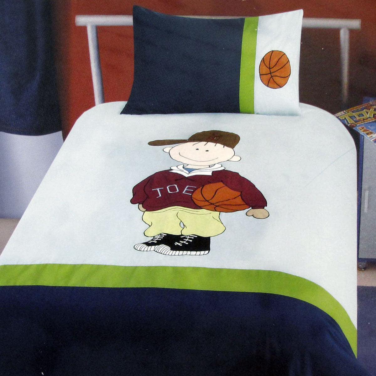 Dude Basketball Embroidered Quilt Cover Set Single - Harrogates