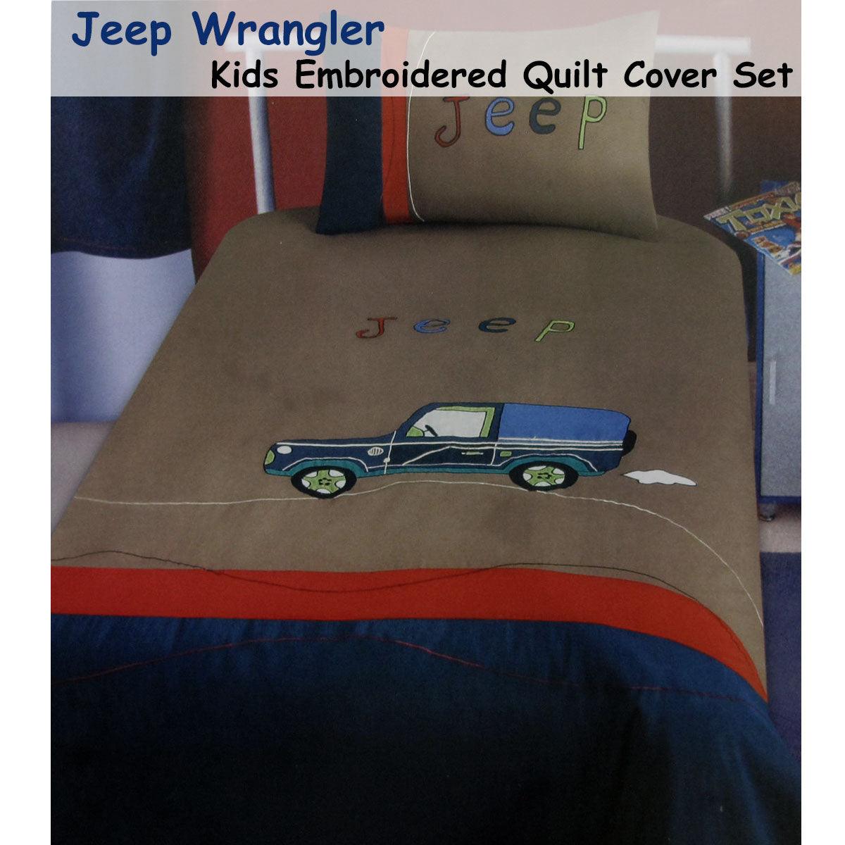 Jeep Wrangler Embroidered Quilt Cover Set Single - Harrogates