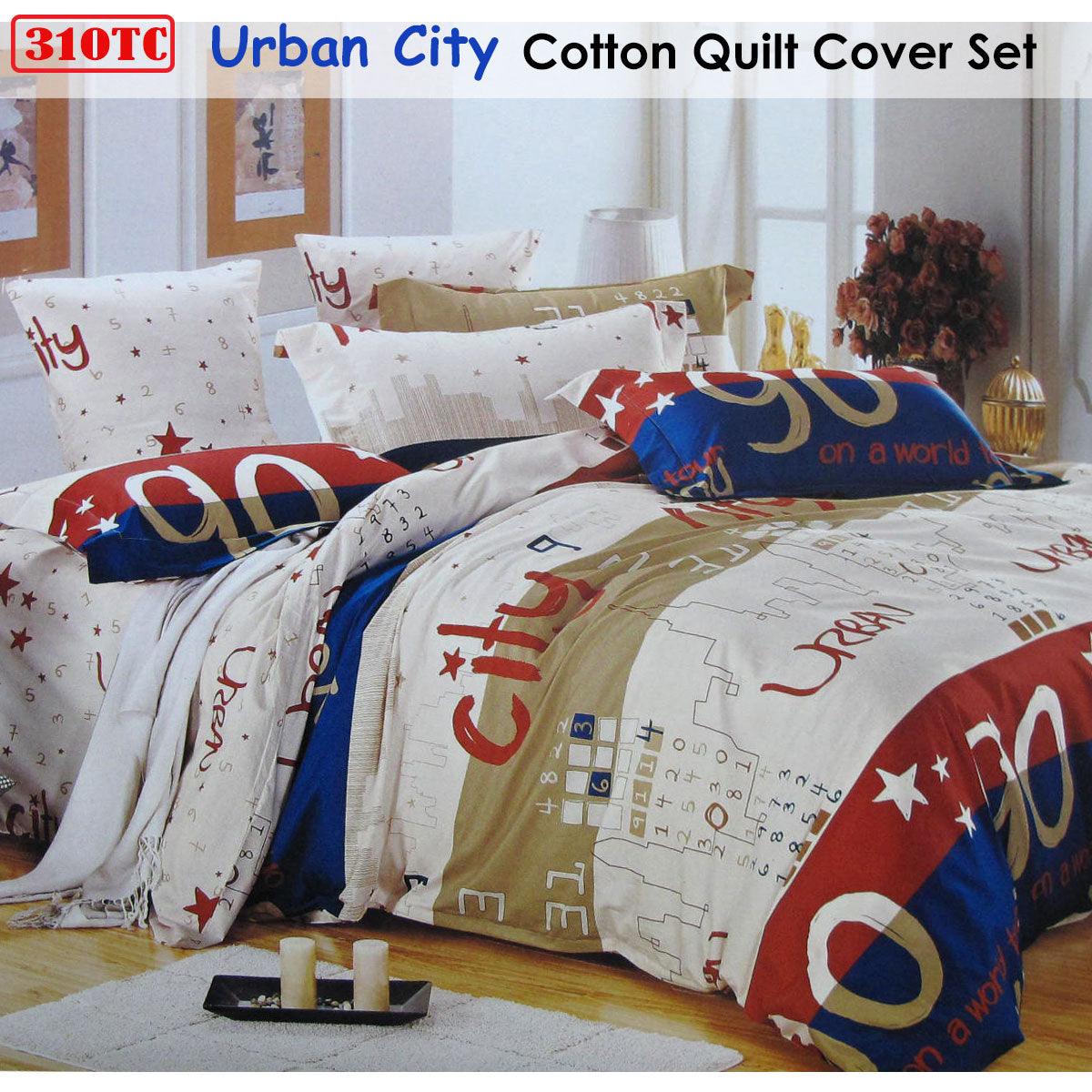310TC Urban City Cotton Printed Quilt Cover Set Single - Harrogates