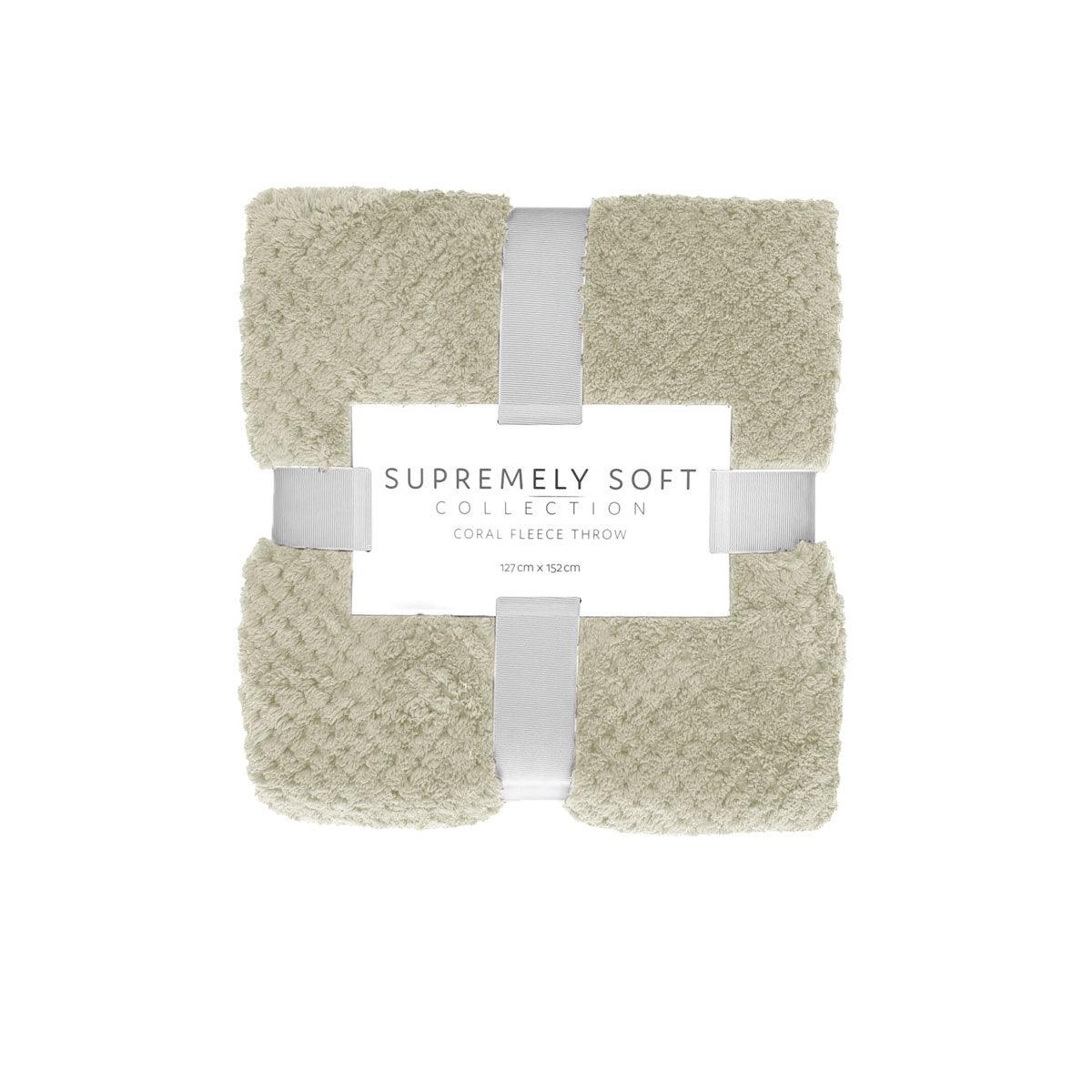 Soft Diamond Fleece Throw Rug Natural - Harrogates