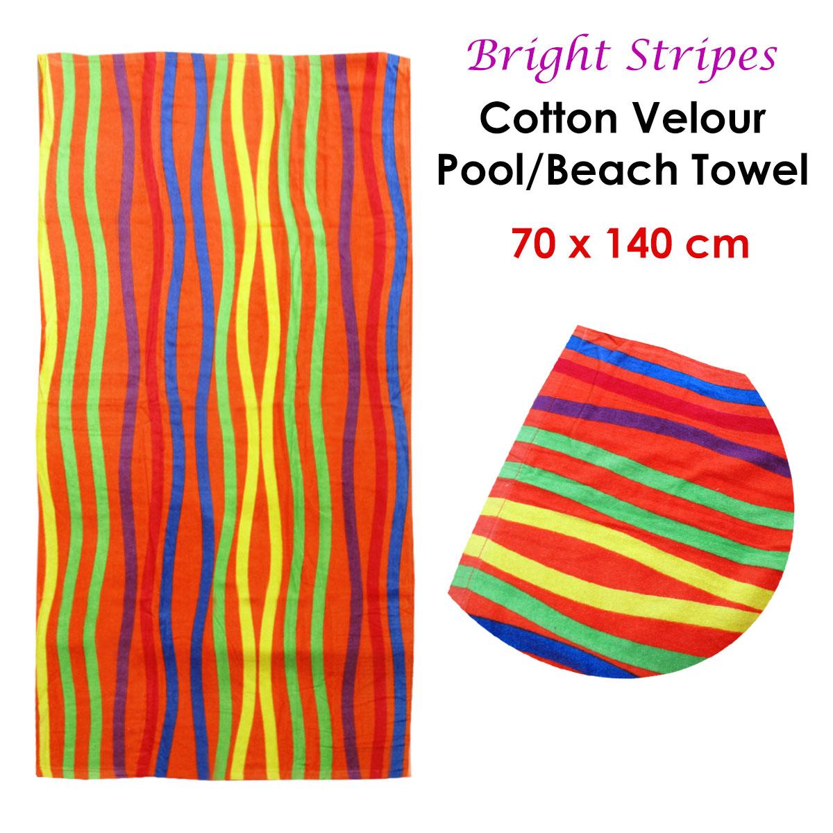 Bright Stripes Cotton Velour Printed Beach Towel - Harrogates