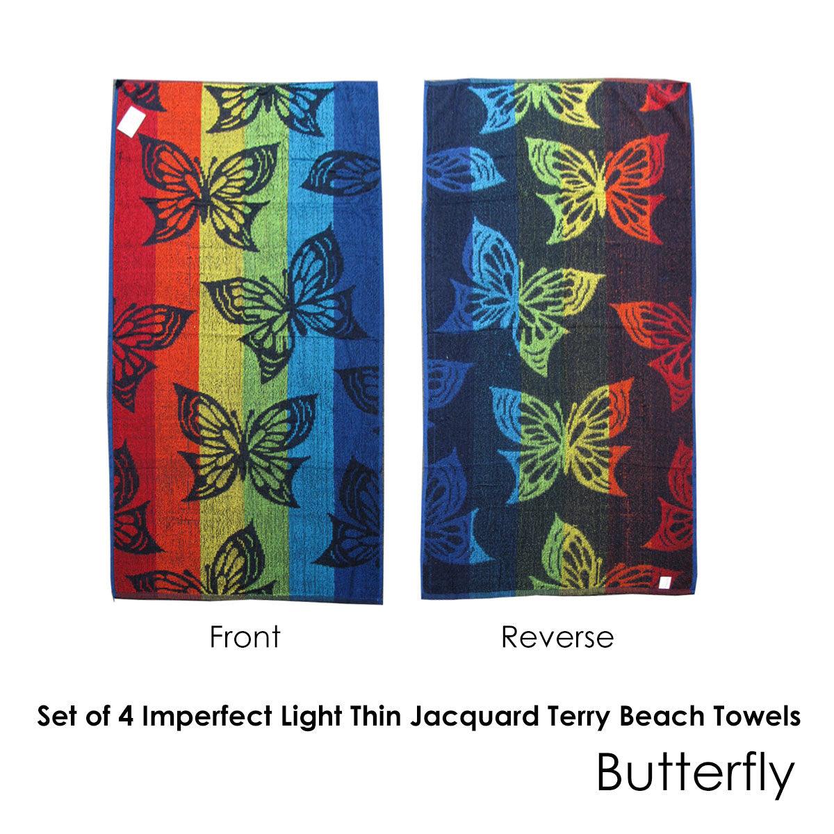 Set of 4 Imperfect Jacquard Terry Beach Towels Butterfly - Harrogates