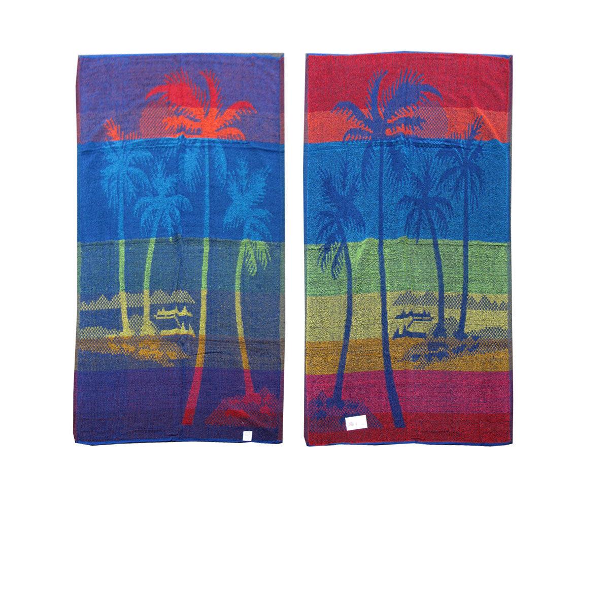 Set of 4 Imperfect Jacquard Terry Beach Towels Palm Tree - Harrogates