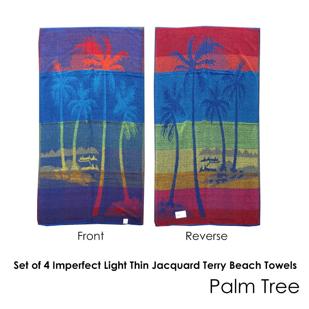 Set of 4 Imperfect Jacquard Terry Beach Towels Palm Tree - Harrogates