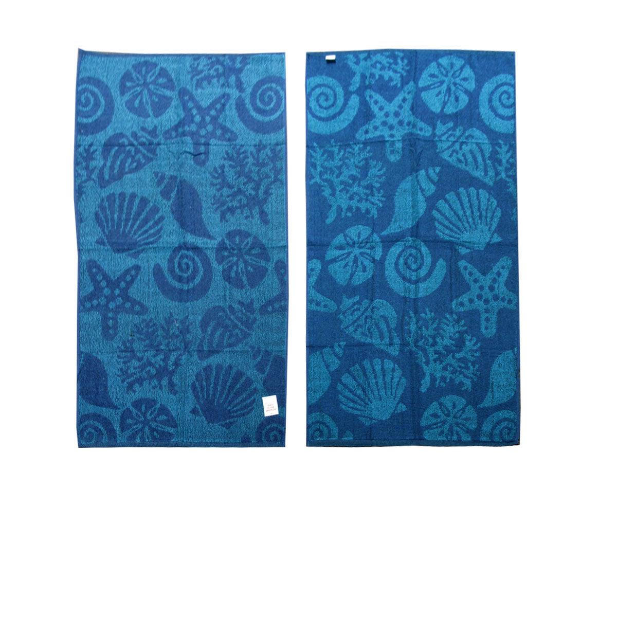 Set of 4 Imperfect Jacquard Terry Beach Towels Star Fish - Harrogates