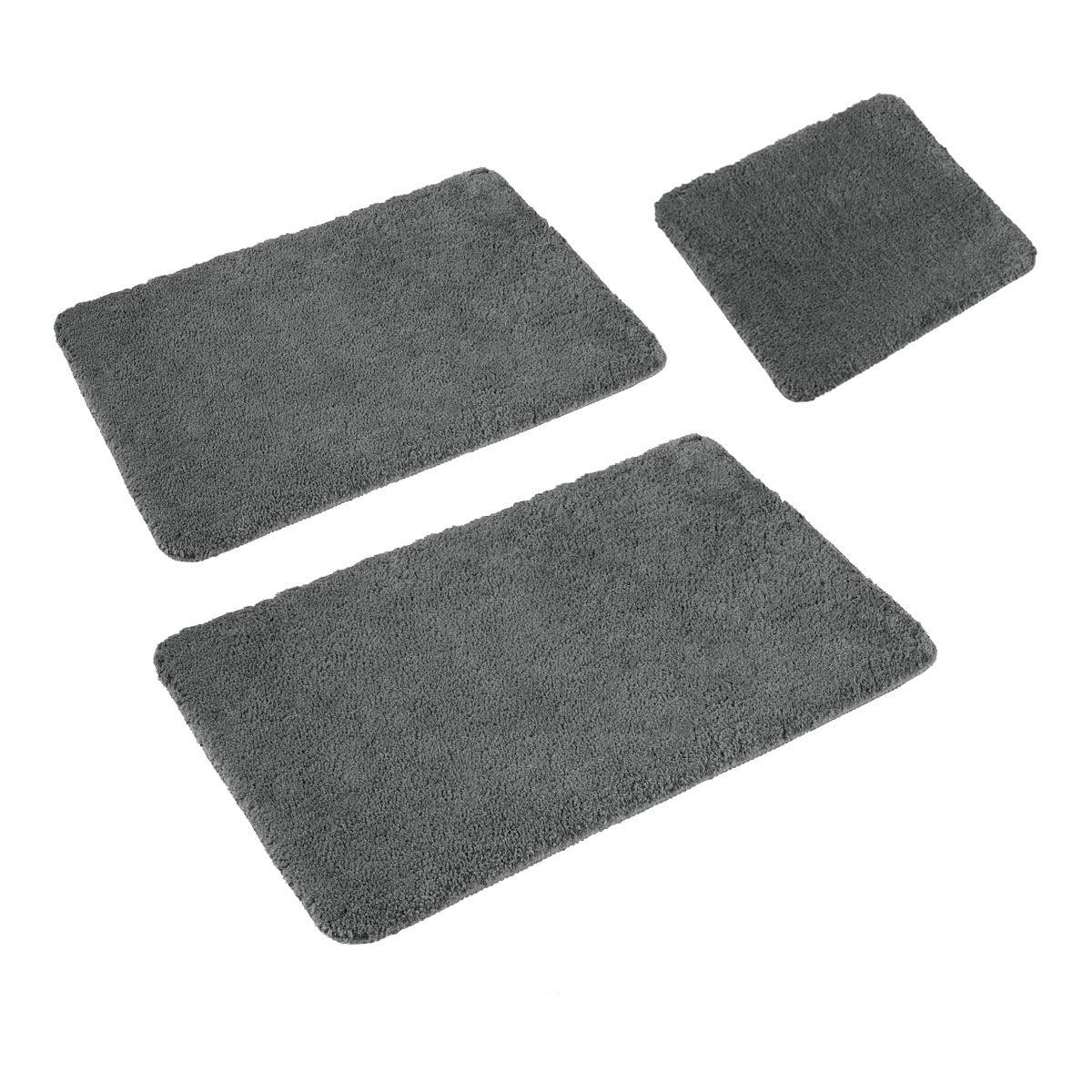 Sleim Set of 3 Bath Mat Set Charcoal (Also Known as Smoke) - Harrogates