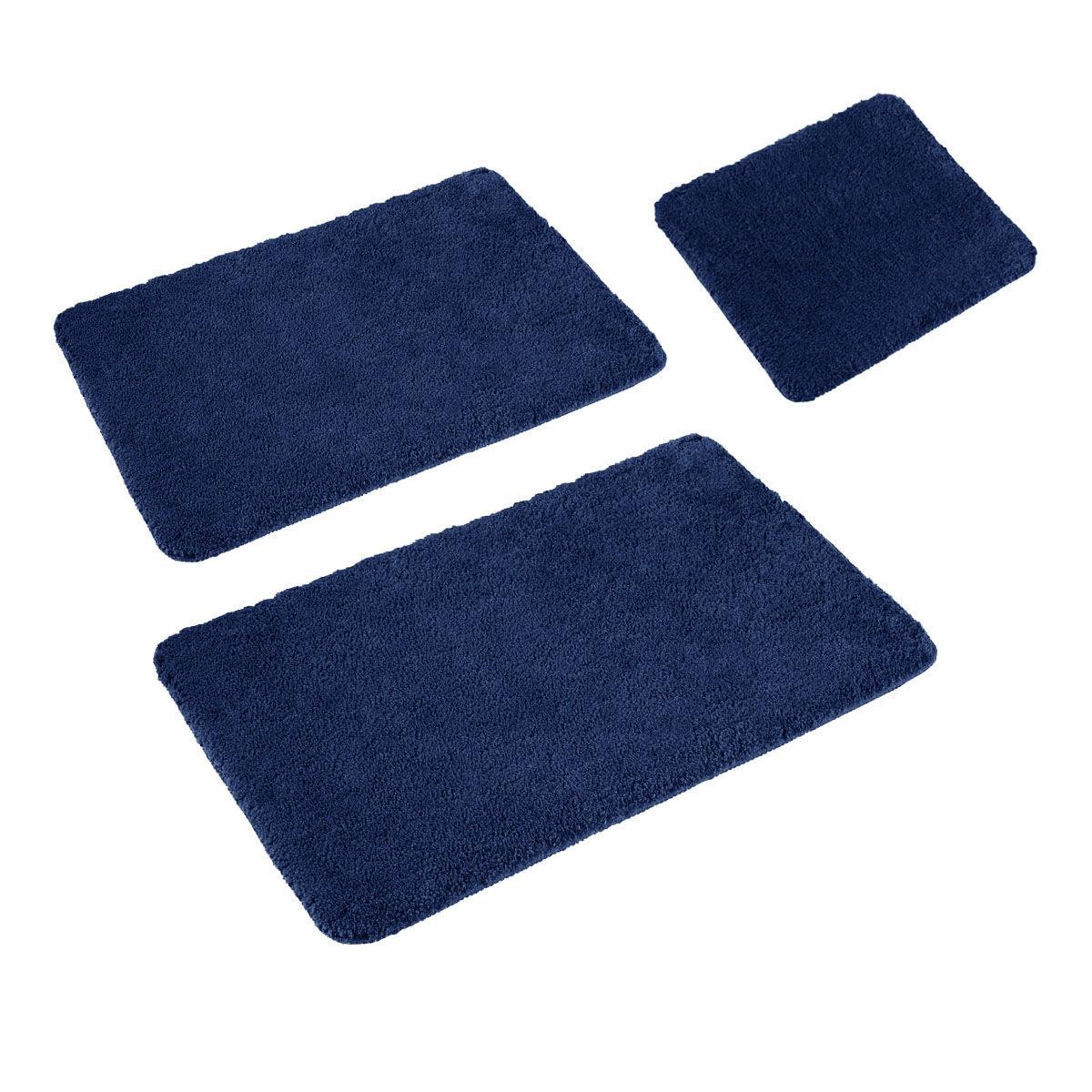 Sleim Set of 3 Bath Mat Set Navy (Also Known as State Blue) - Harrogates