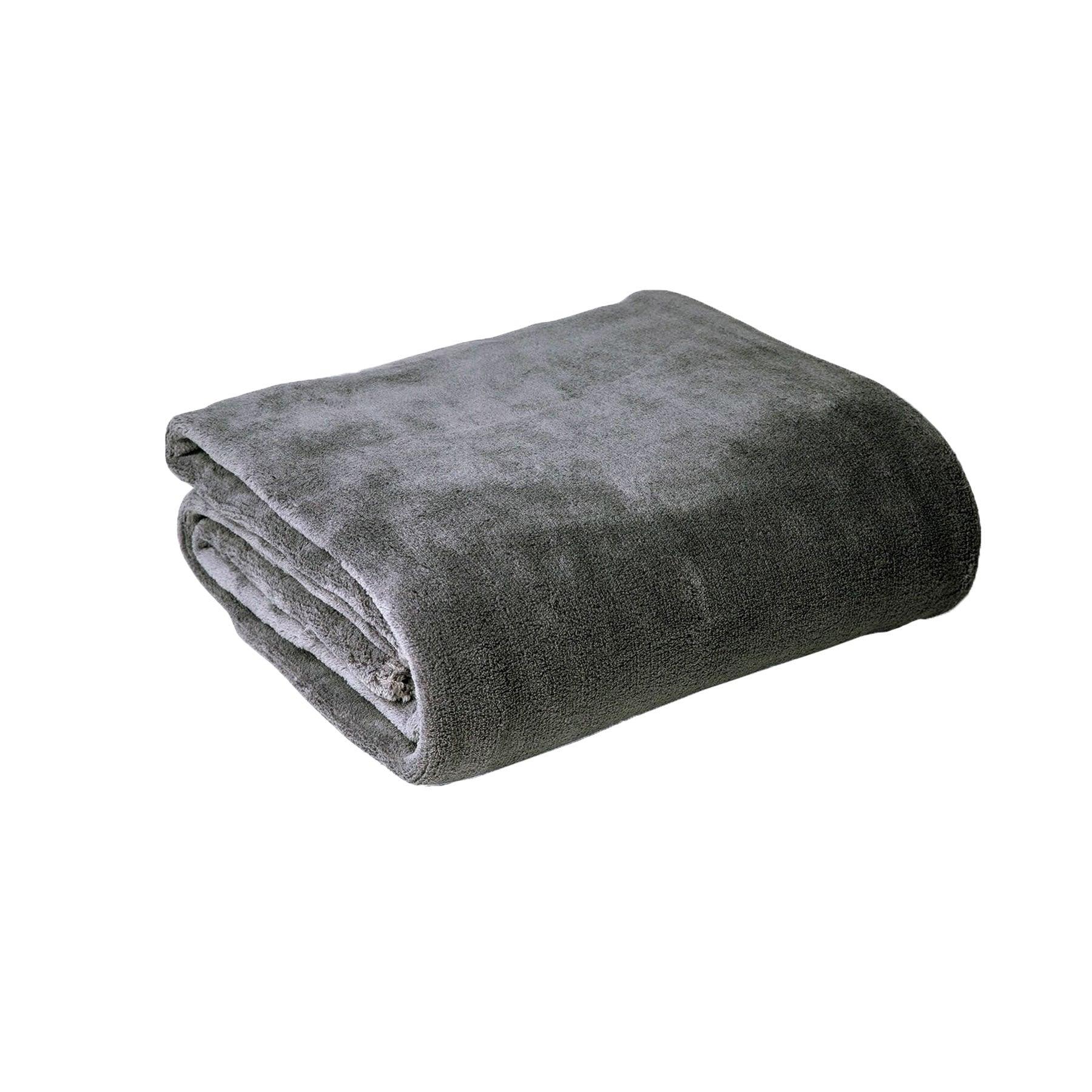 Hotel Living Super Soft Coral Fleece Blanket Single Grey - Harrogates