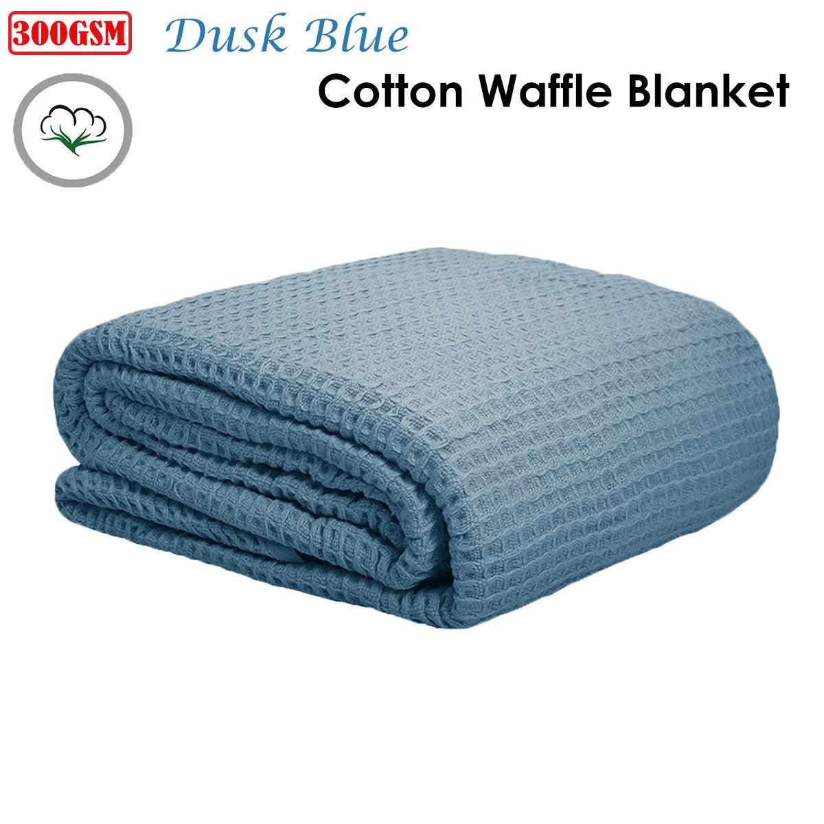 Cotton Waffle Blanket Dusk Blue Single - Harrogates