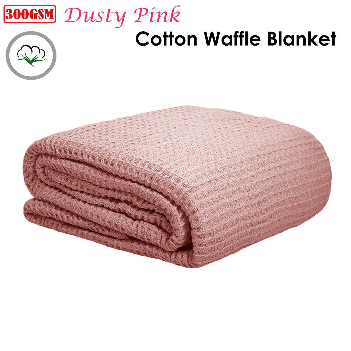 Cotton Waffle Blanket Dusty Pink Queen - Harrogates