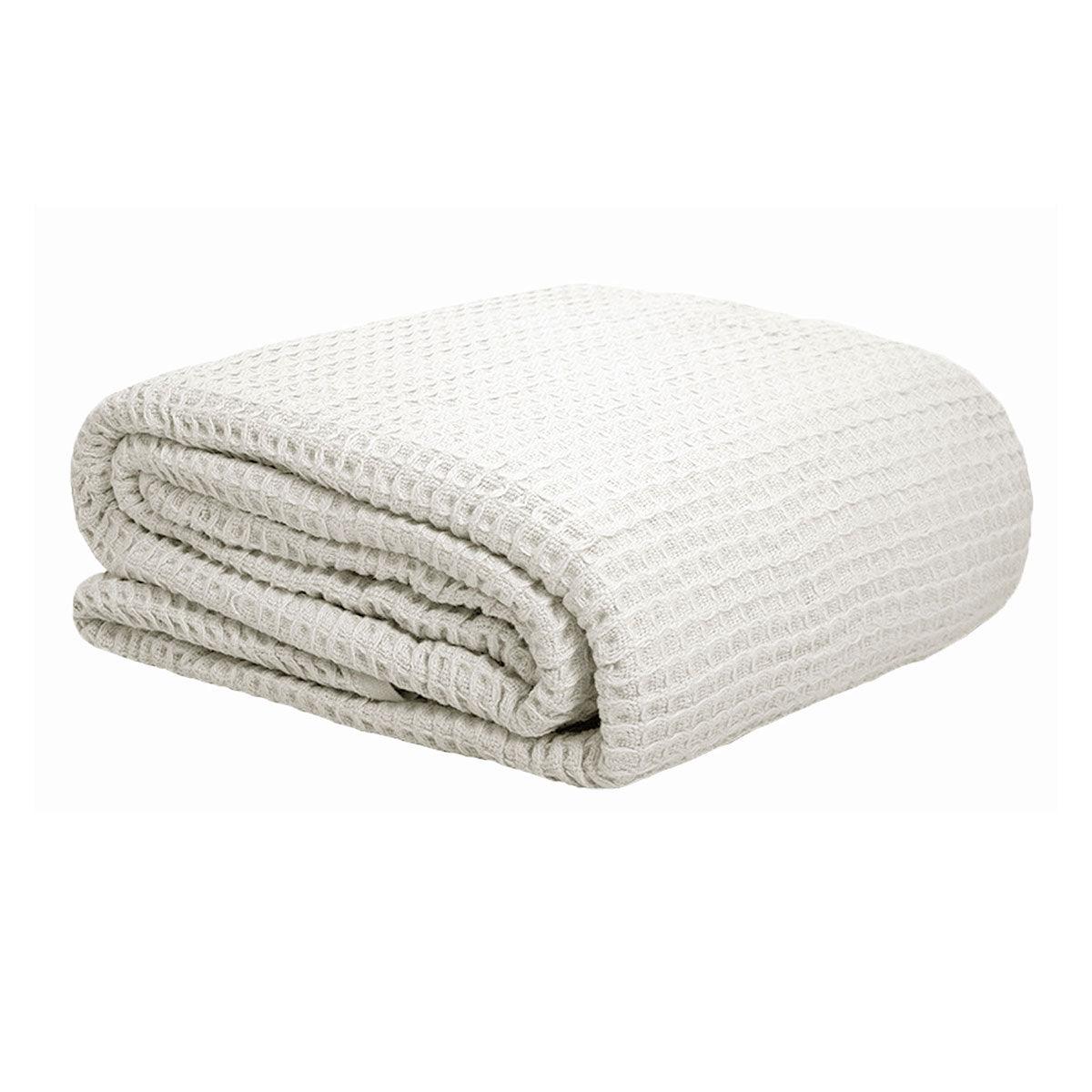 Cotton Waffle Blanket White Queen - Harrogates
