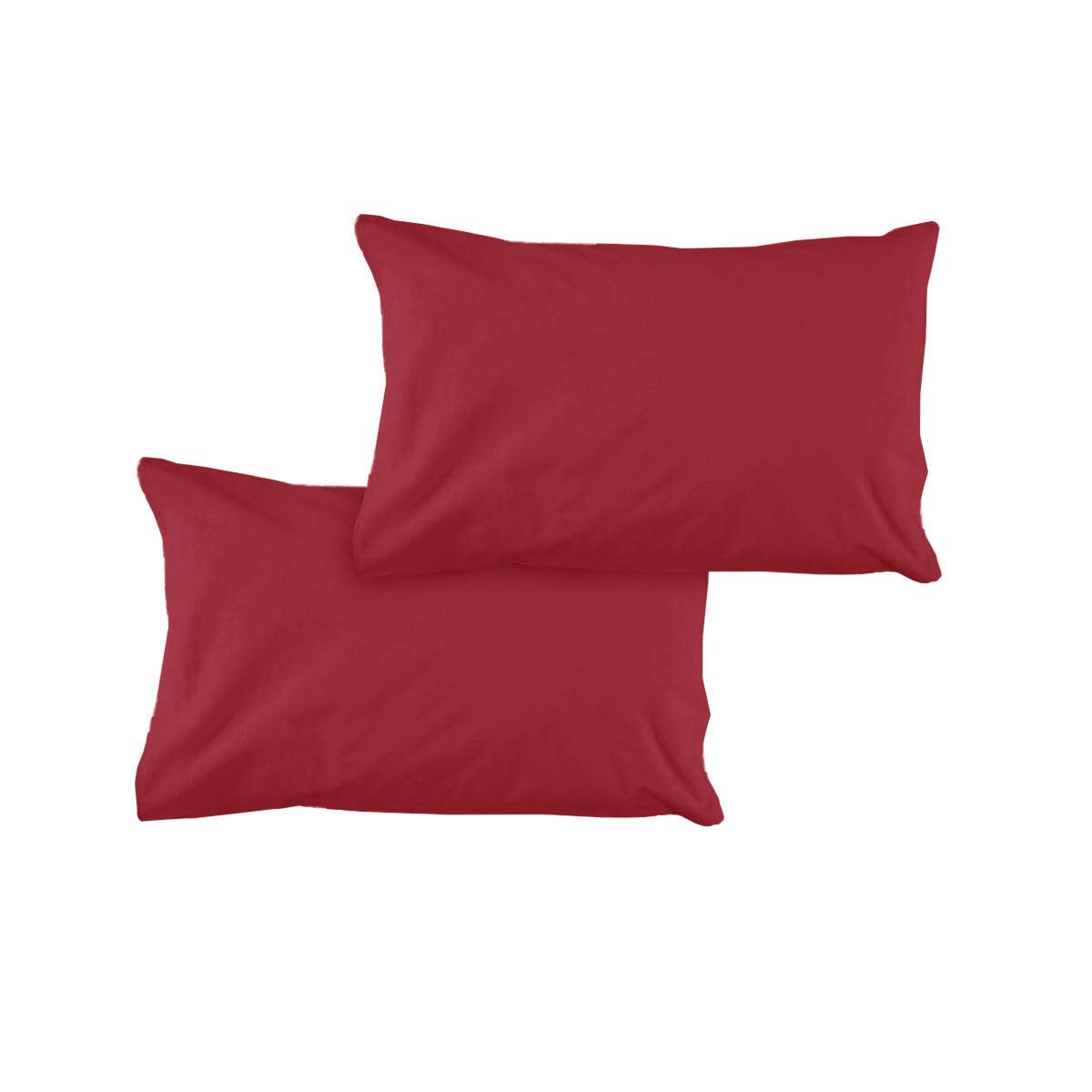 Pair of Solid Colour Microfiber Standard Pillowcases 48x73cmx15cm (Flap) Cherry - Harrogates