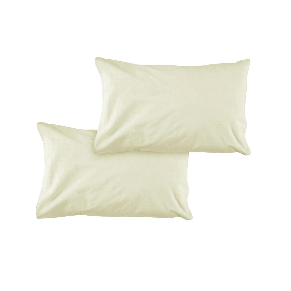 Pair of Solid Colour Microfiber Standard Pillowcases 48x73cmx15cm (Flap) Cream - Harrogates