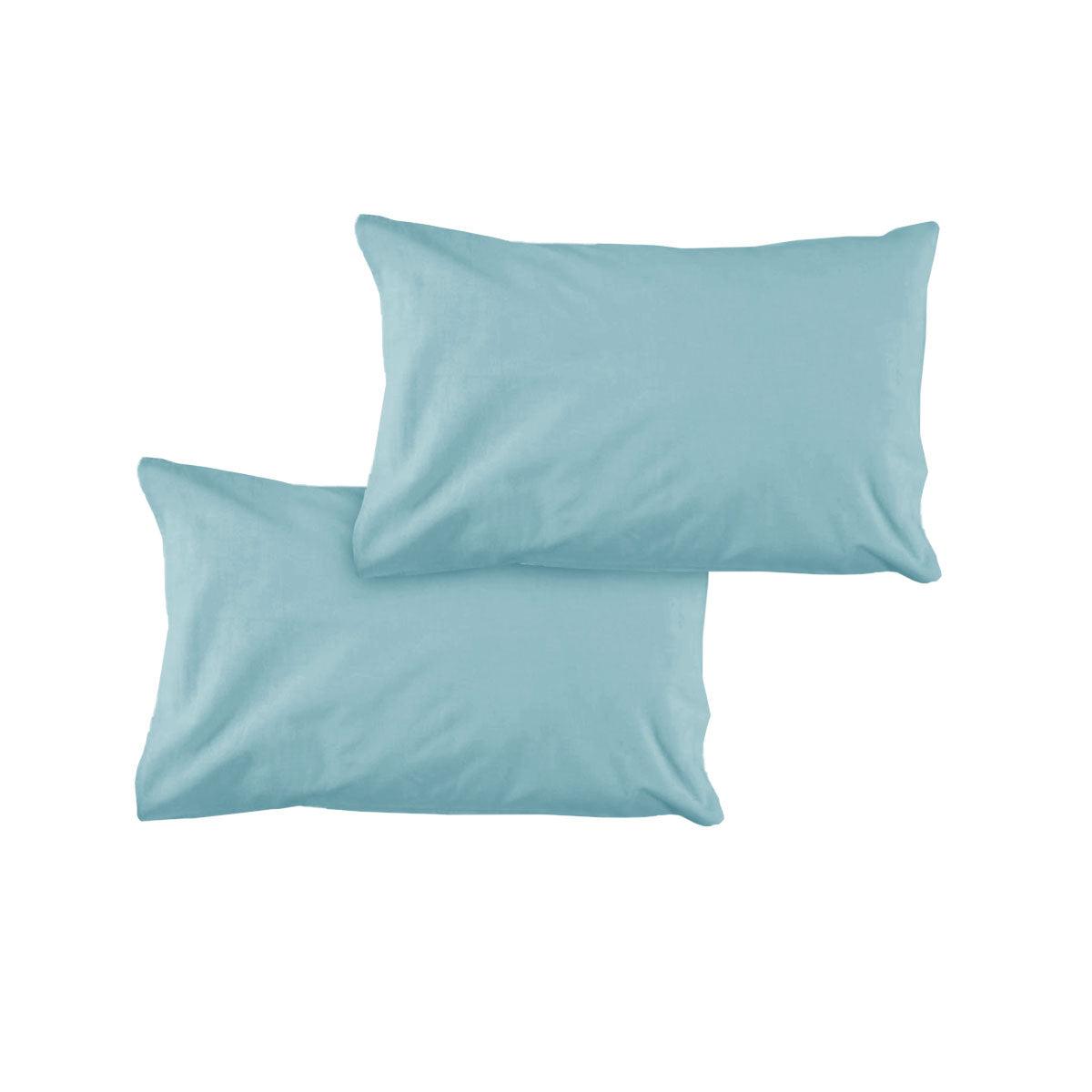 Pair of Solid Colour Microfiber Standard Pillowcases 48x73cmx15cm (Flap) Frost Blue - Harrogates