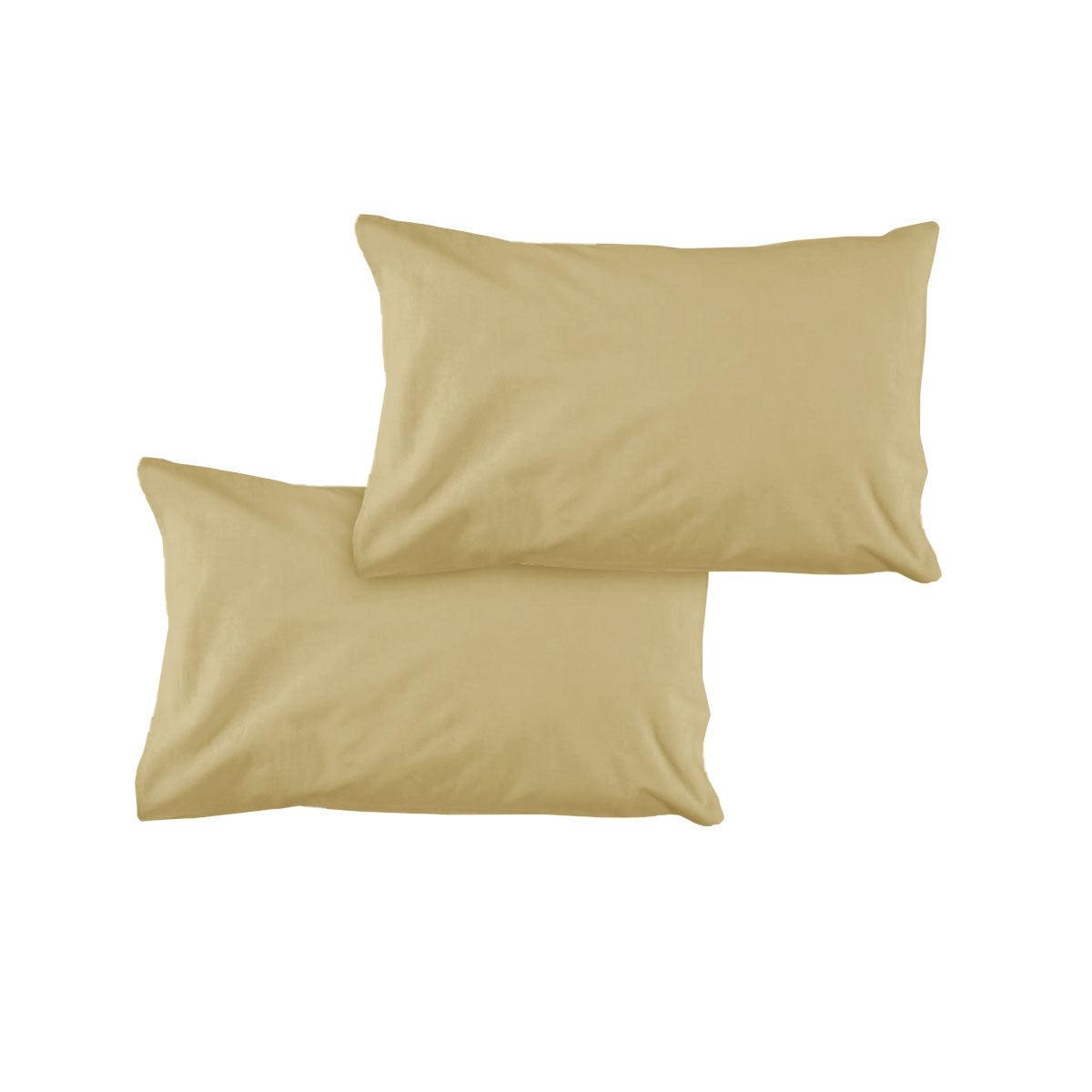 Pair of Solid Colour Microfiber Standard Pillowcases 48x73cmx15cm (Flap) Gold - Harrogates