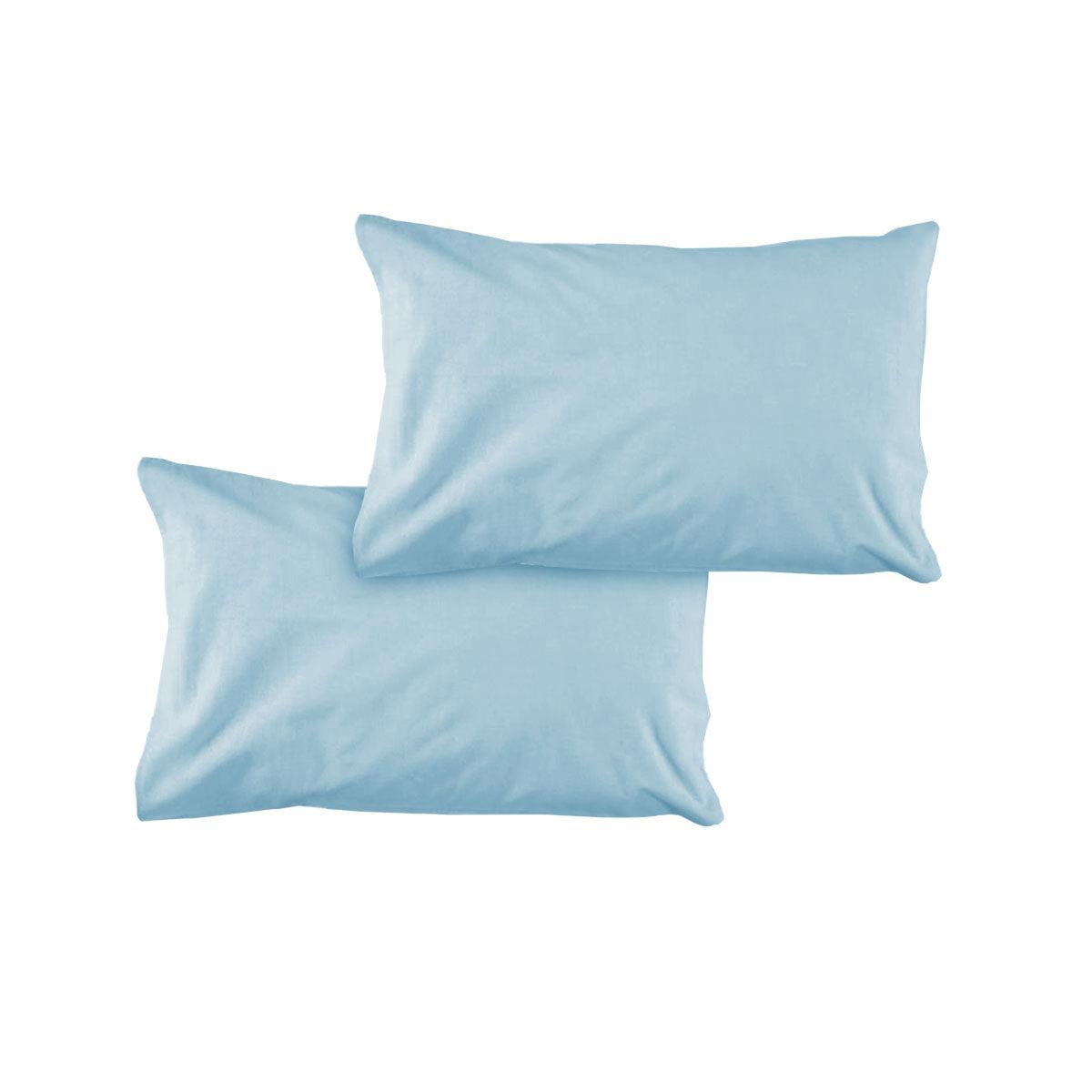 Pair of Solid Colour Microfiber Standard Pillowcases 48x73cmx15cm (Flap) Sky - Harrogates