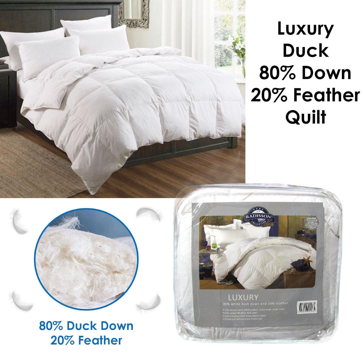 Luxury Duck 80% Down 20% Feather Quilt Queen - Harrogates