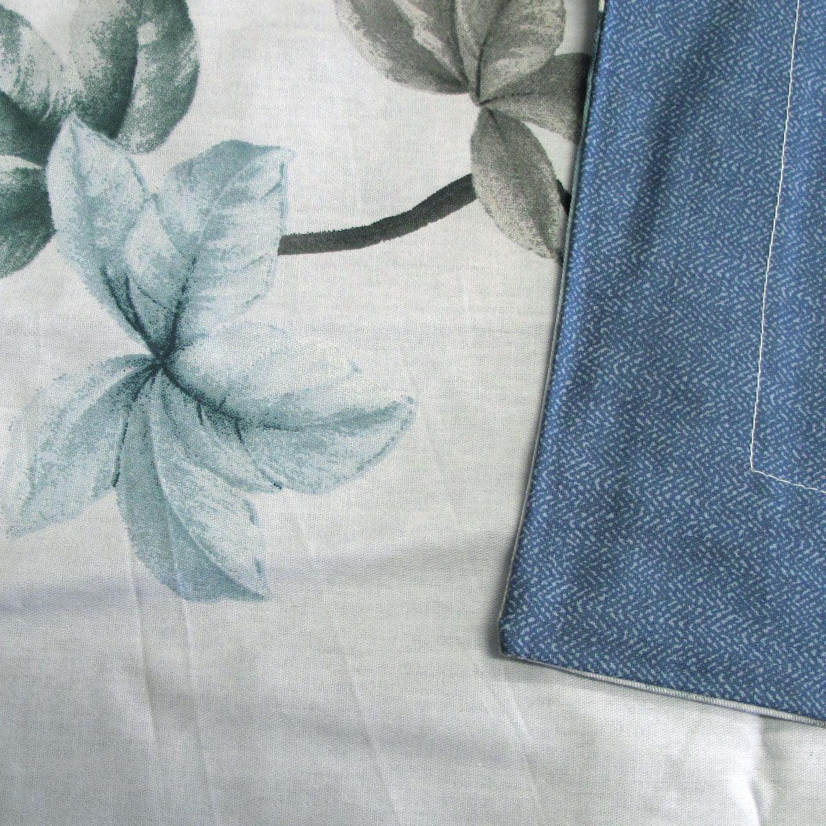 300TC Milla Blue Reversible Cotton Quilt Cover Set Queen - Harrogates