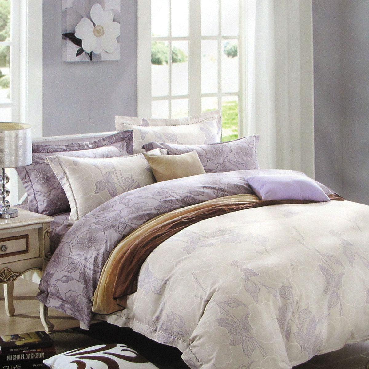 250TC Gilmore Cotton Reversible Quilt Cover Set Queen - Harrogates