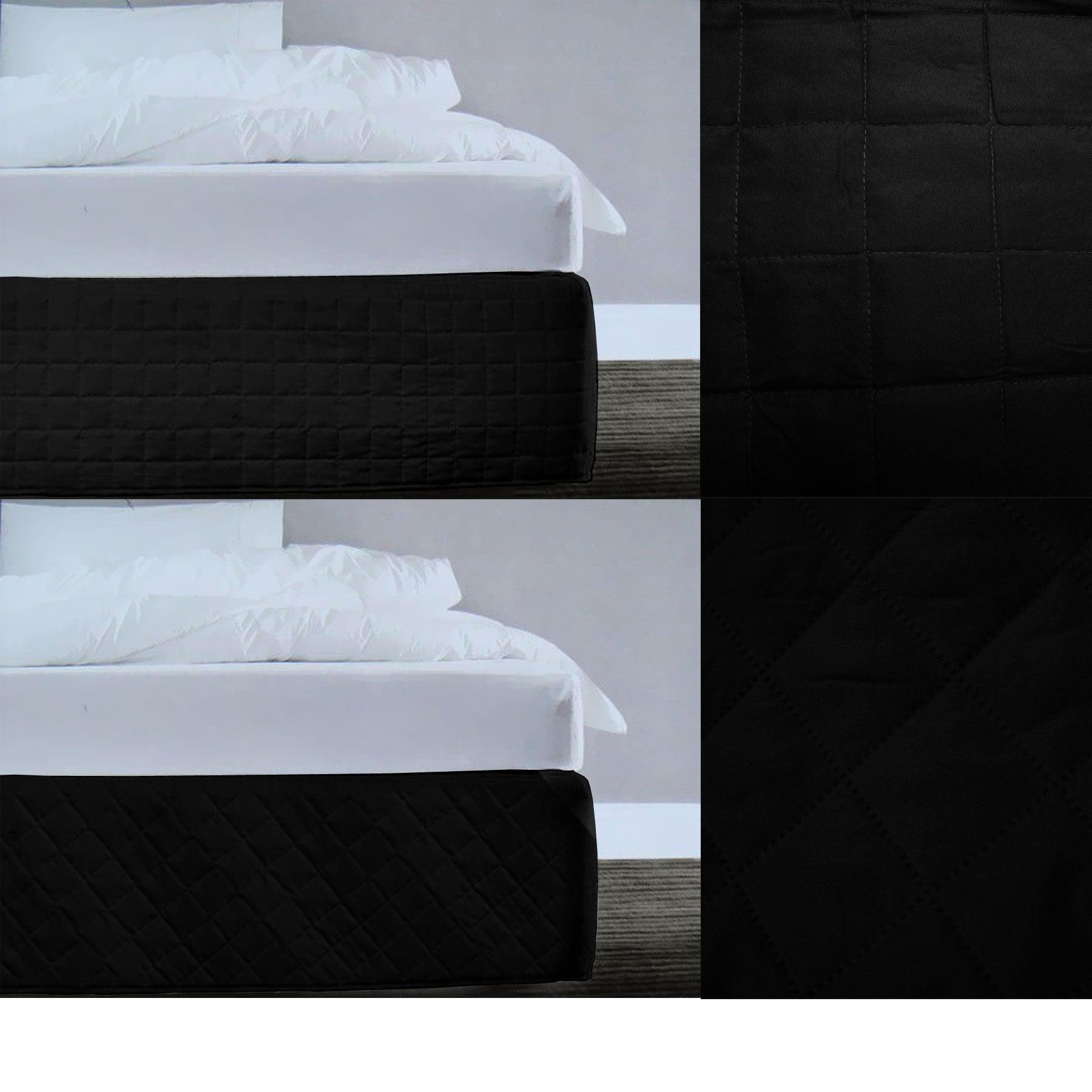 Random Pattern Quilted Valance Black Queen - Harrogates