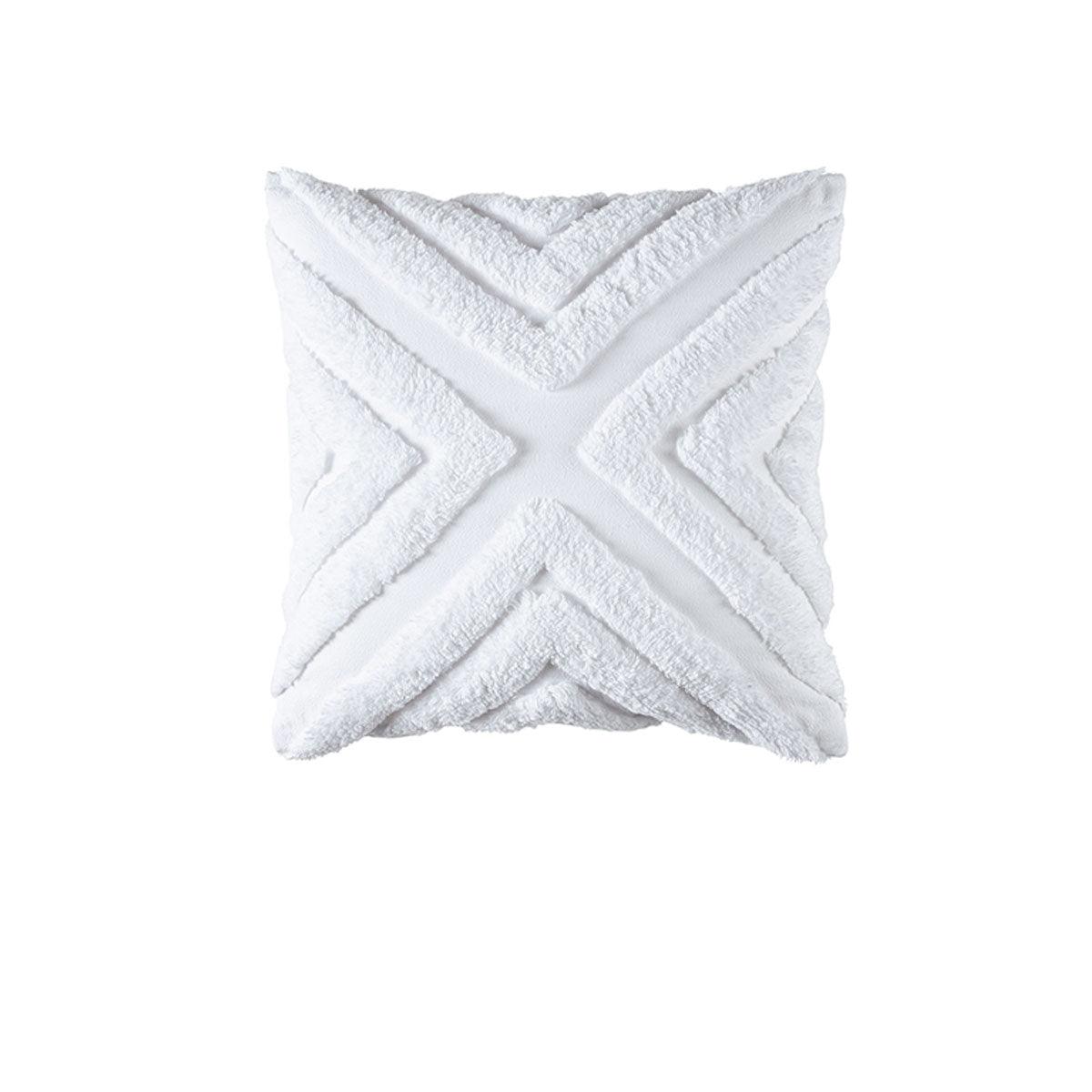 Bianca Haven White Cotton Chenille Square Cushion - Harrogates